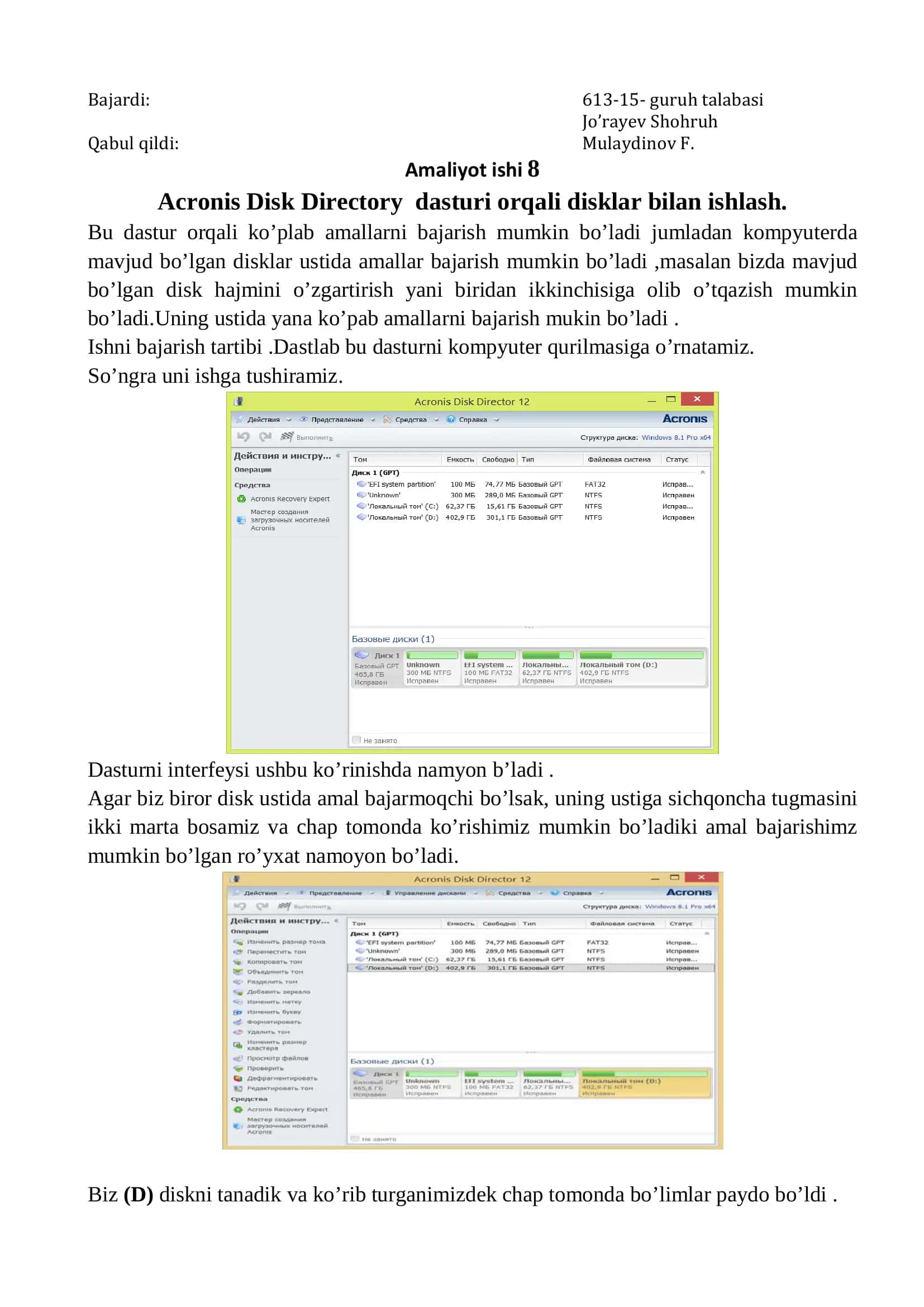 Acronis Disk Directory dasturi
