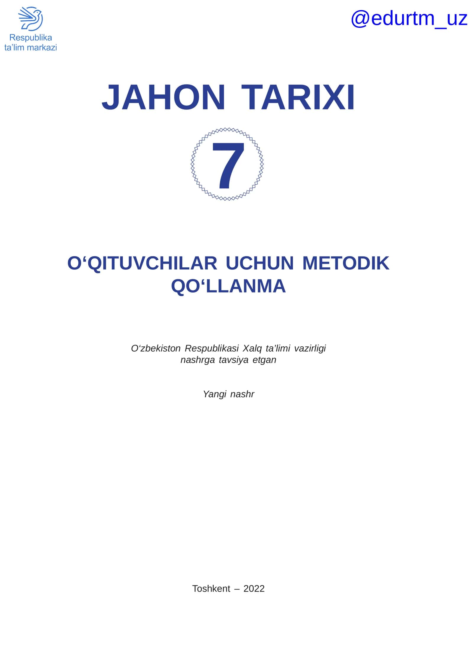 O‘QITUVCHILAR UCHUN METODIK QO‘LLANMA