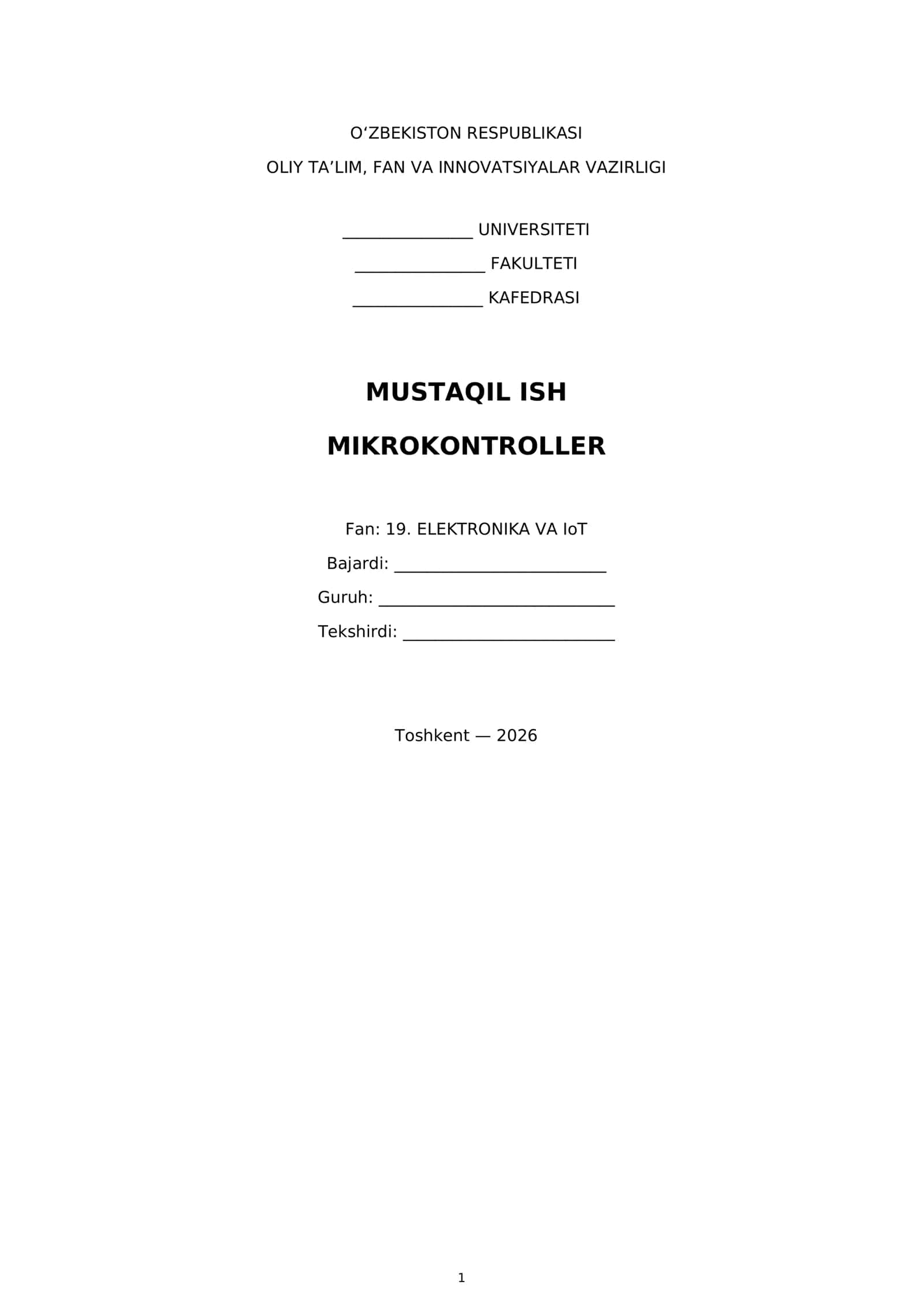 MUSTAQIL ISH MIKROKONTROLLER