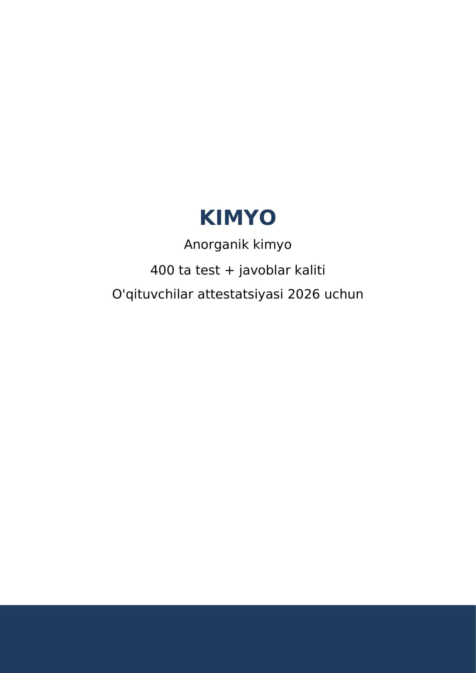 KIMYO - Anorganik kimyo | Attestatsiya 2026 | 4-bet