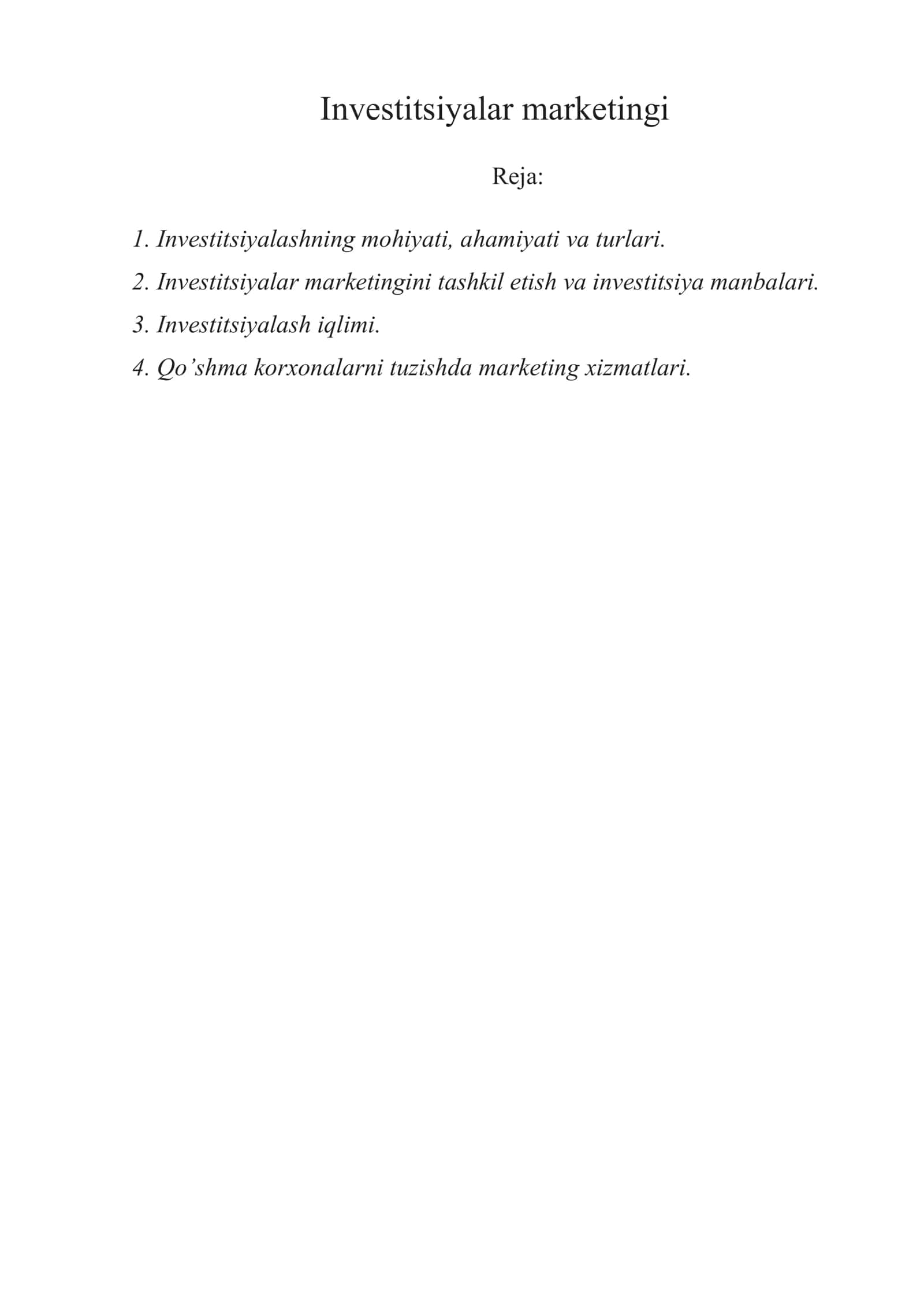 Investitsiyalar marketingi