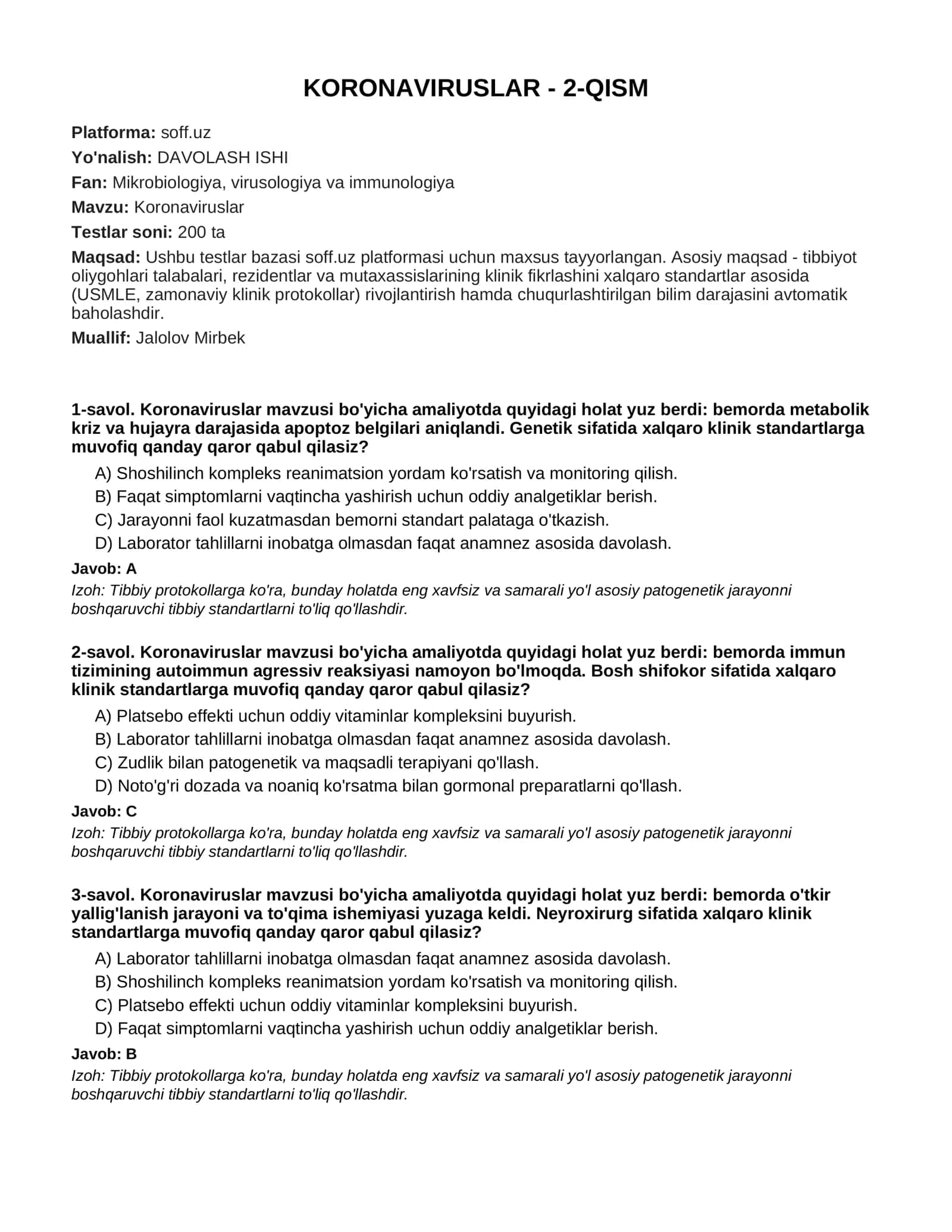 KORONAVIRUSLAR - 2-QISM