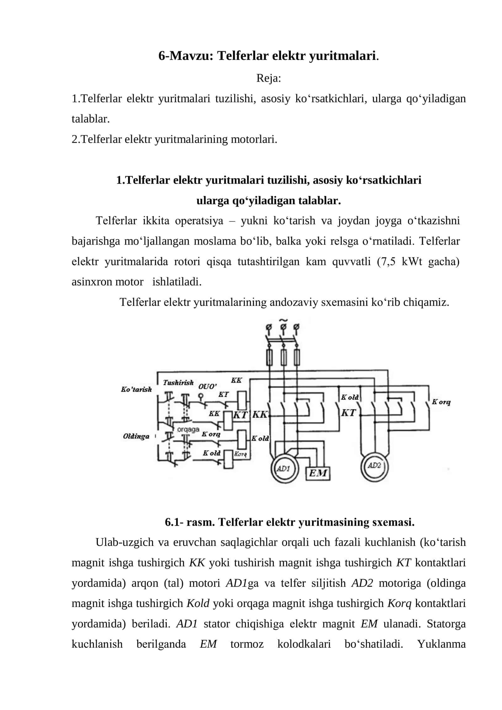 Telferlar elektr yuritmalari