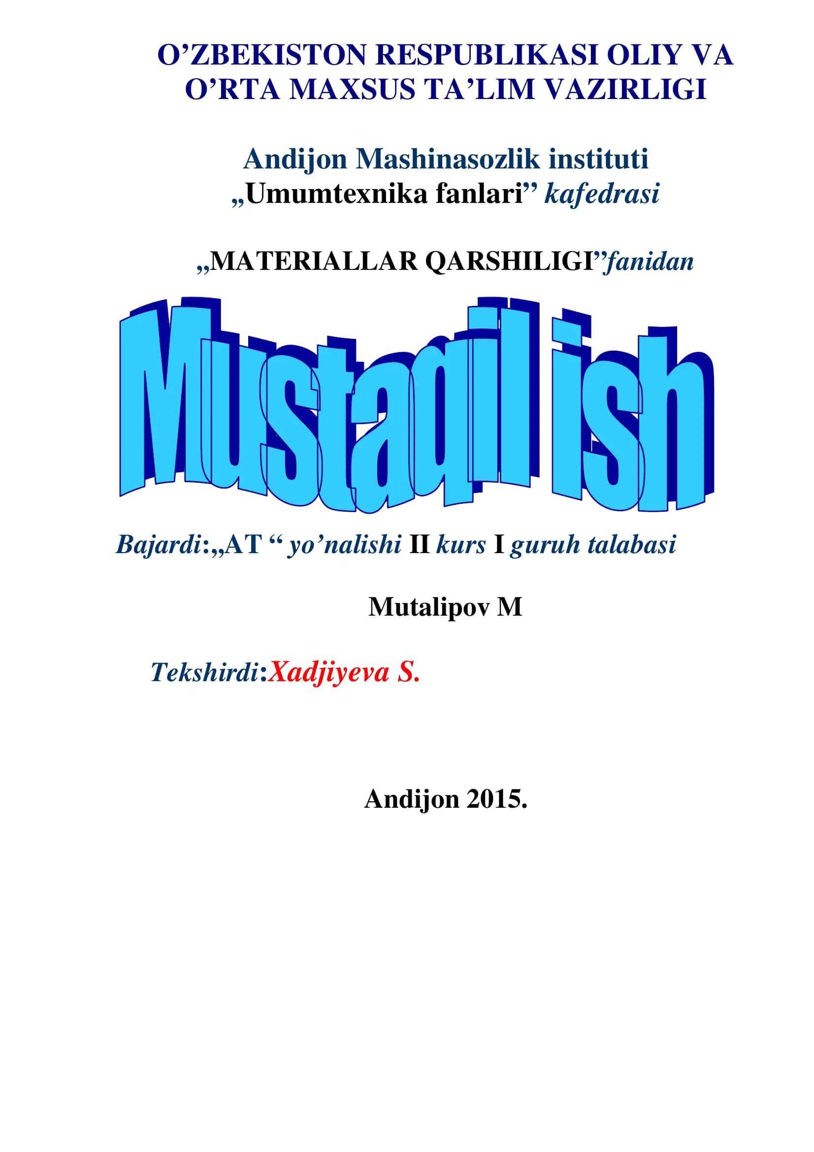 STATIK NOANIQ MASALALAR