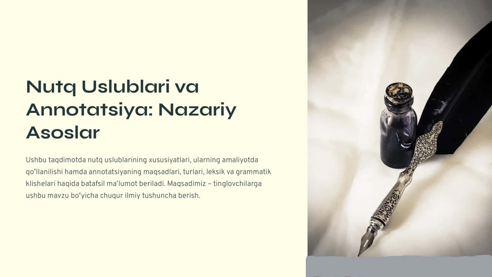 Nutq Uslublari va Annotatsiya Asoslari
