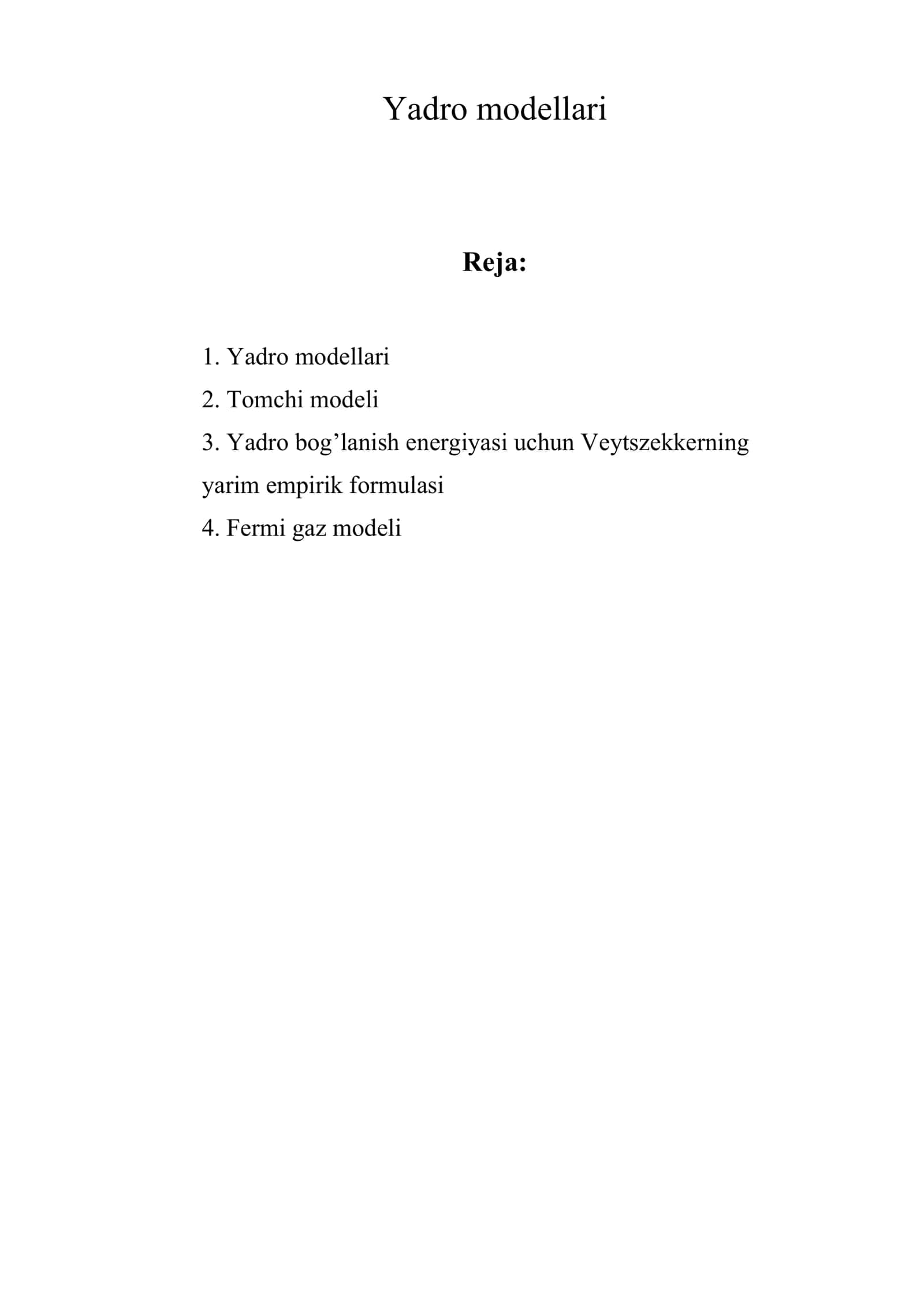 Yadro modеllari