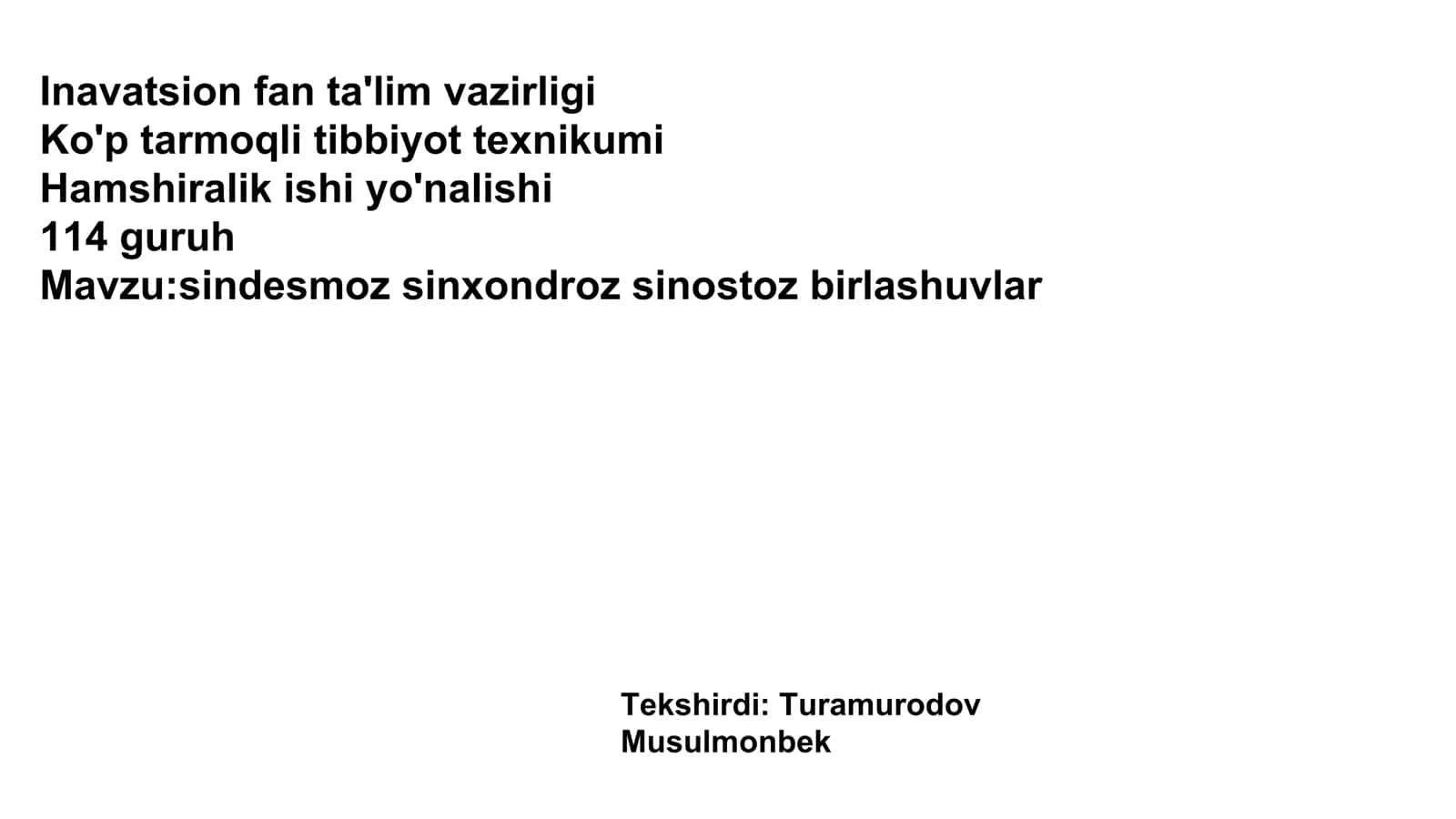 Ko'p tarmoqli tibbiyot texnikumi