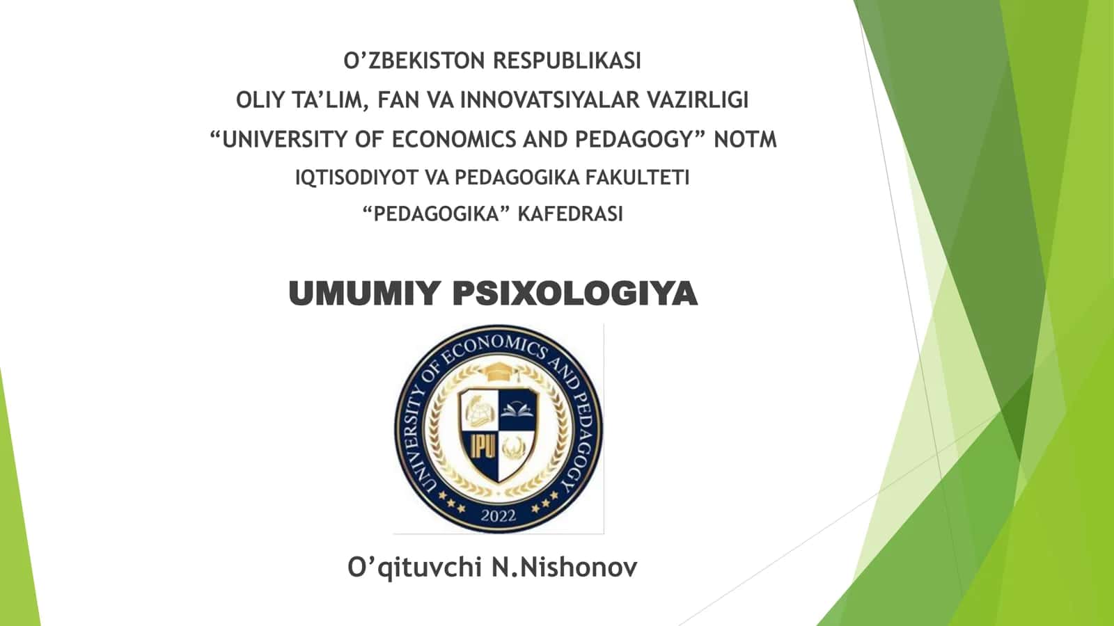 UMUMIY PSIXOLOGIYa FANINING PREDMETI, MAQSADI VA VAZIFALARI. ILMIY TADQIQOT METODLARI