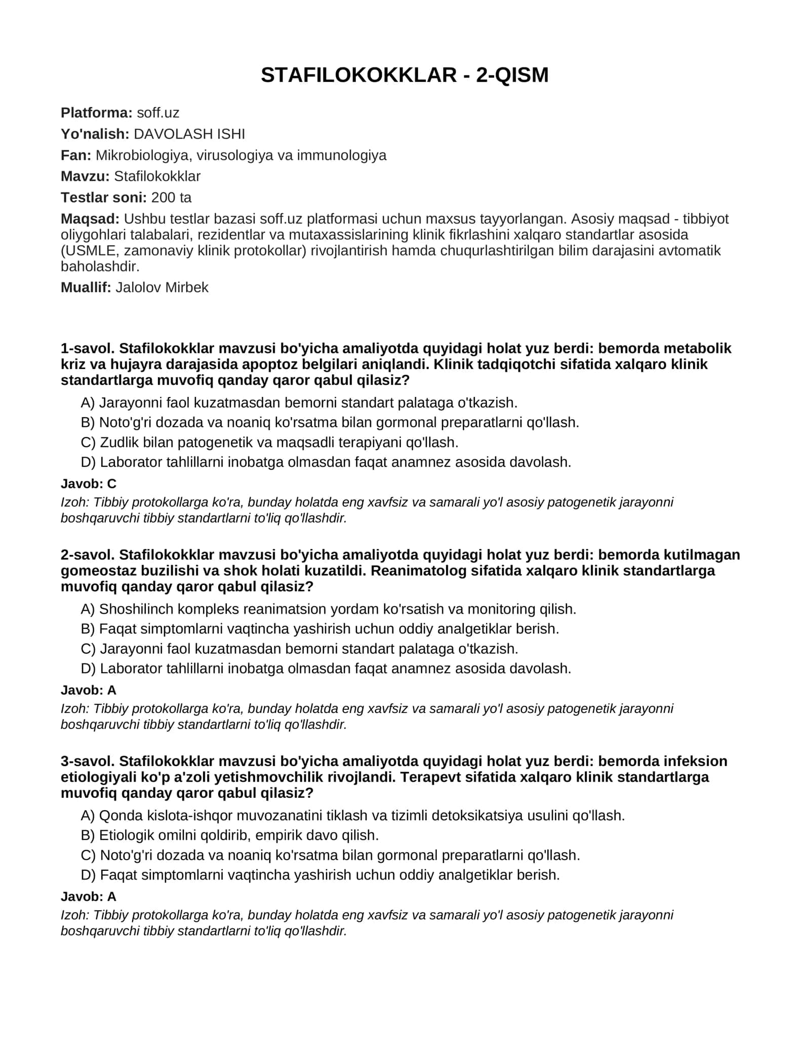 STAFILOKOKKLAR - 2-QISM