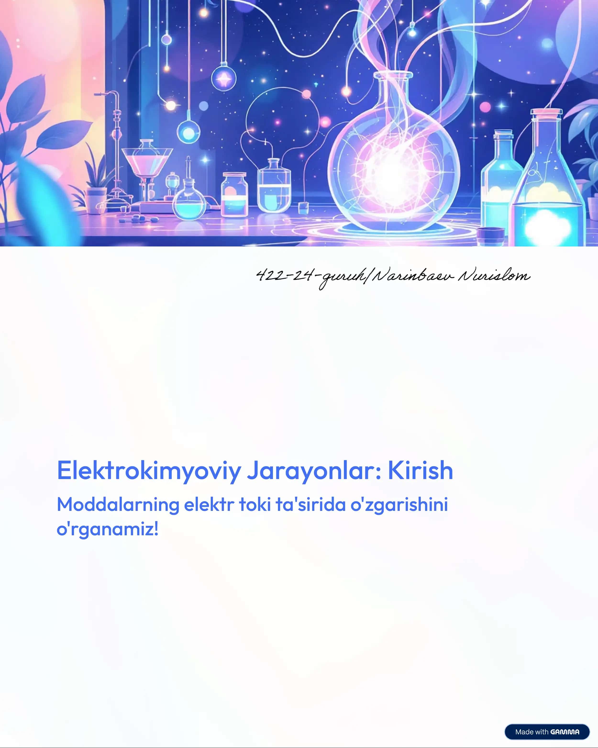 Elektrokimyoviy Jarayonlar