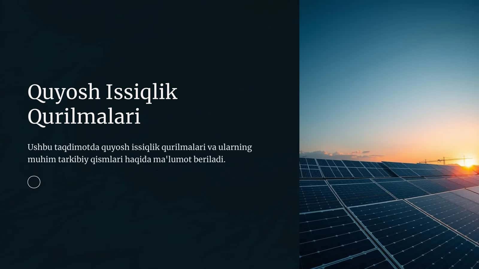 Quyosh Issiqlik Qurilmalari