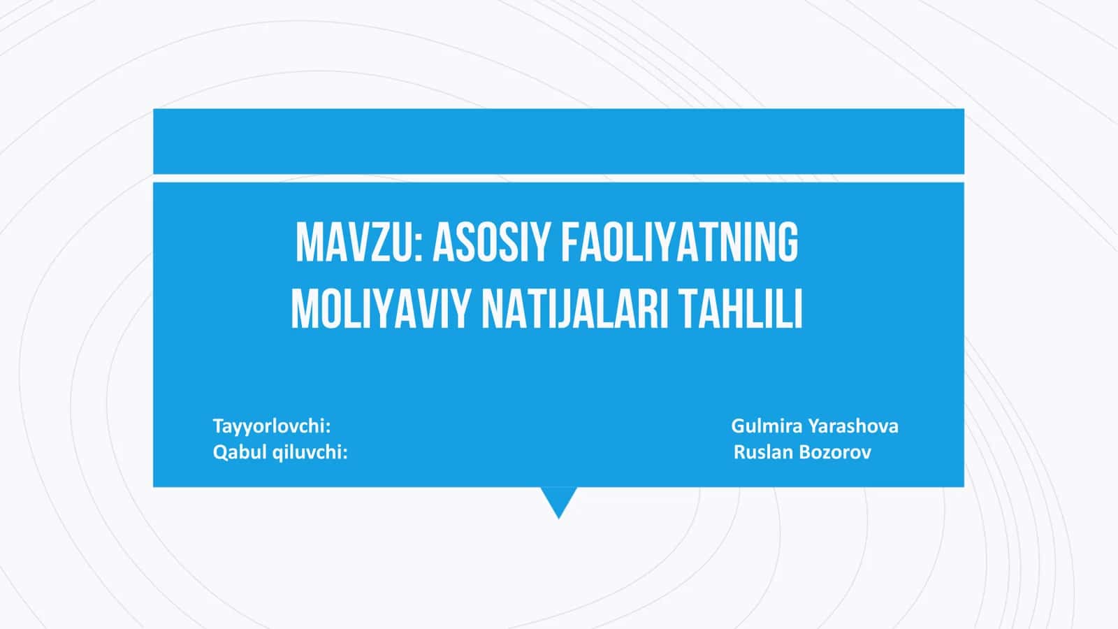 Asosiy faoliyatning moliyaviy natijalari tahlili