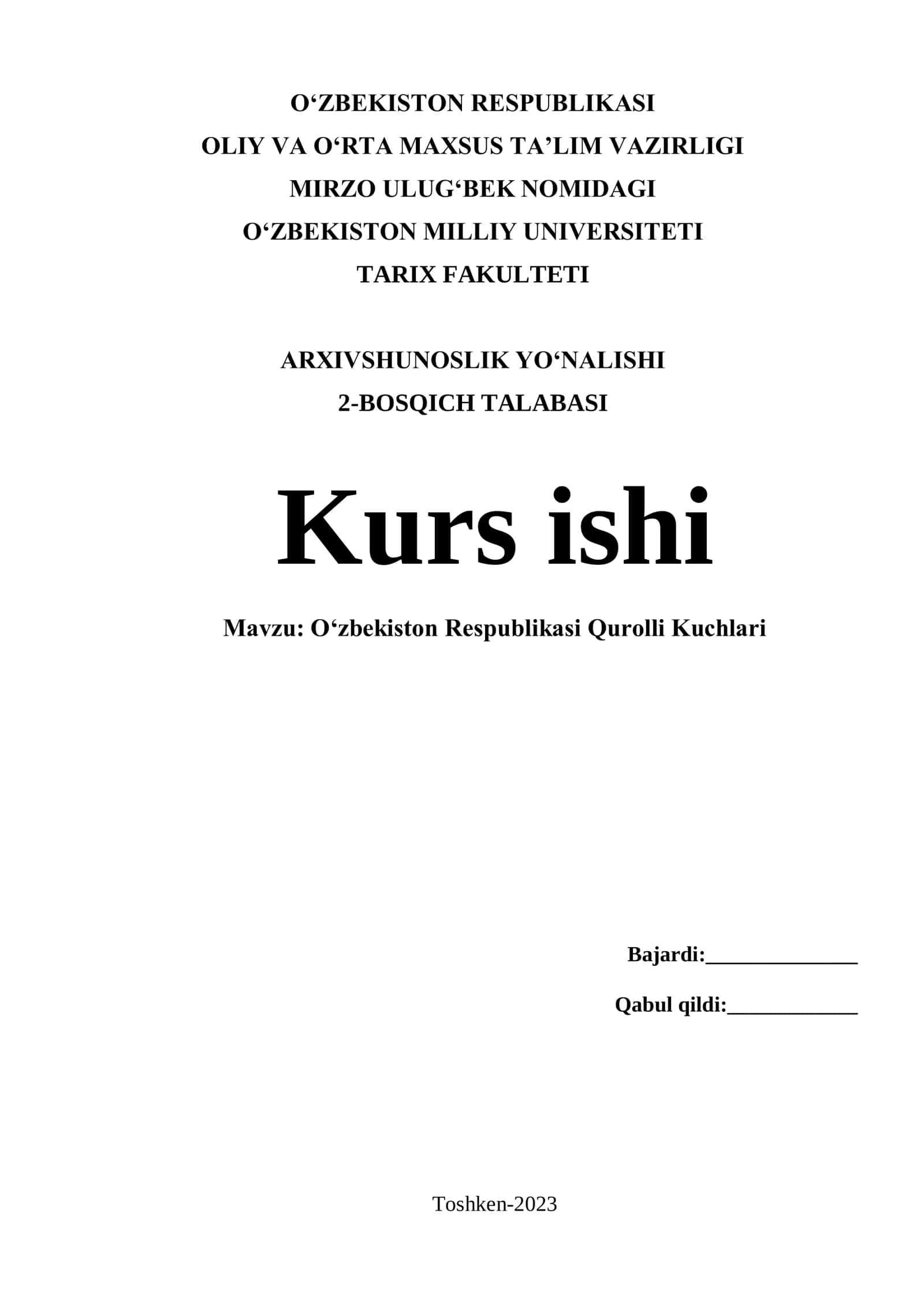 Oʻzbekiston Respublikasi Qurolli Kuchlari