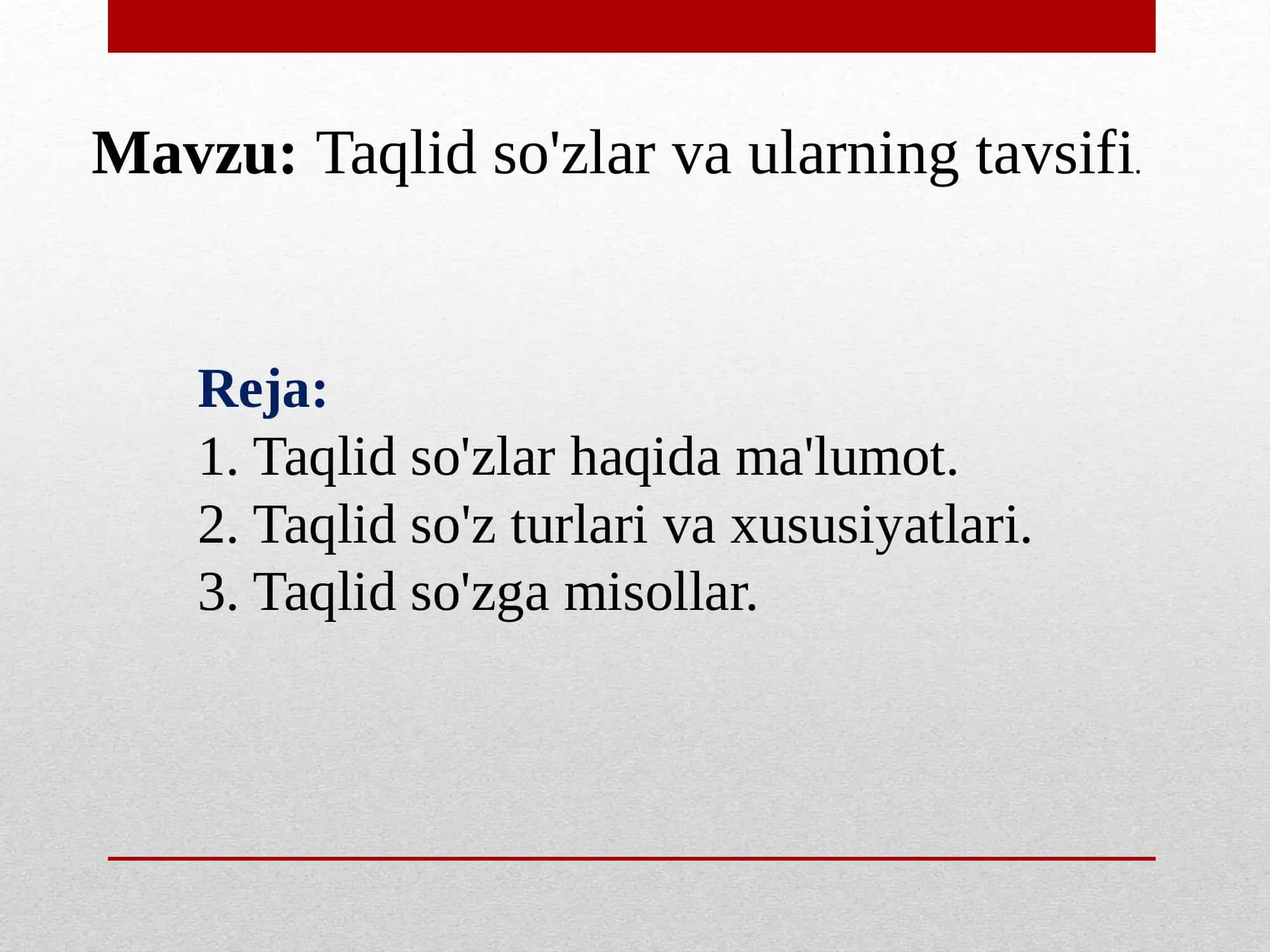 Taqlid so'zlar va ularning tavsifi