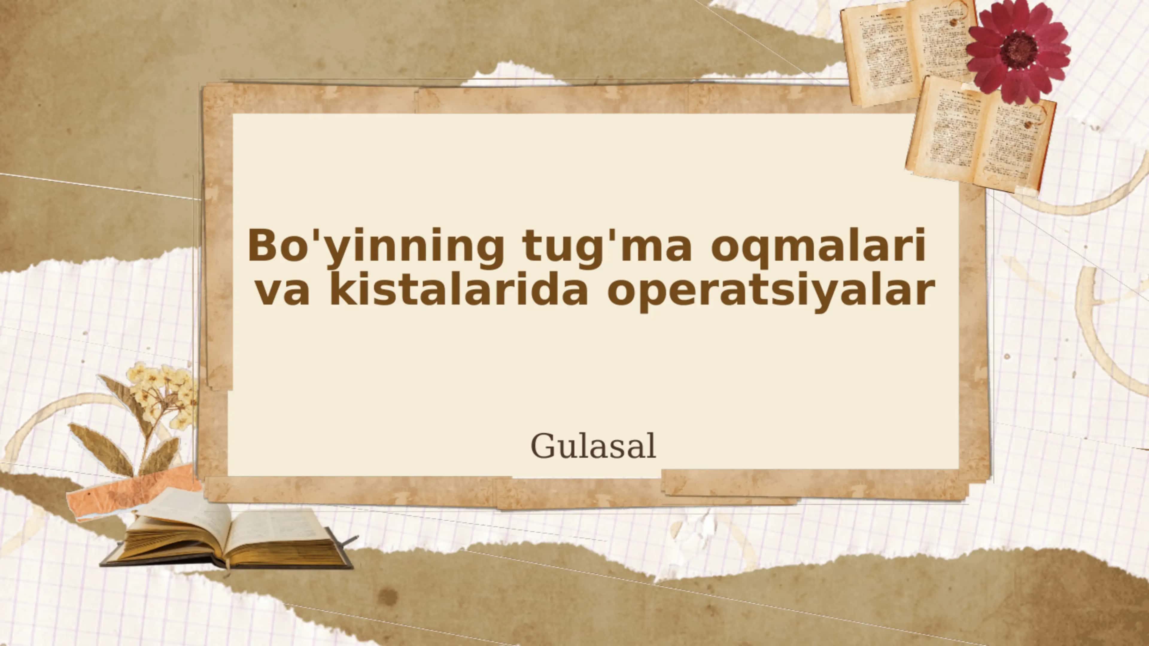 Bo'yinning tug'ma oqmalari va kistalarida operatsiyalar