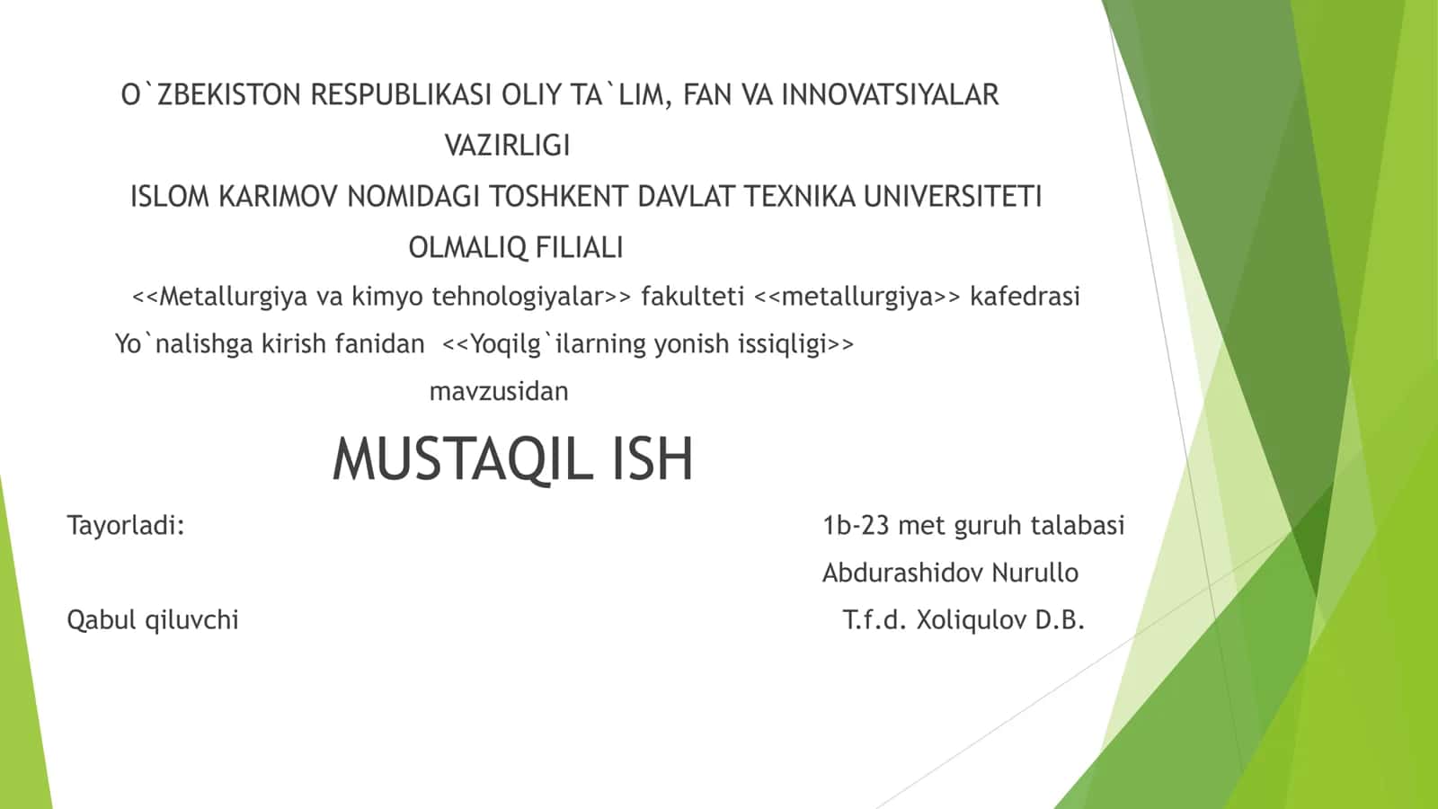 Yoqilg`ilarning yonish issiqligi