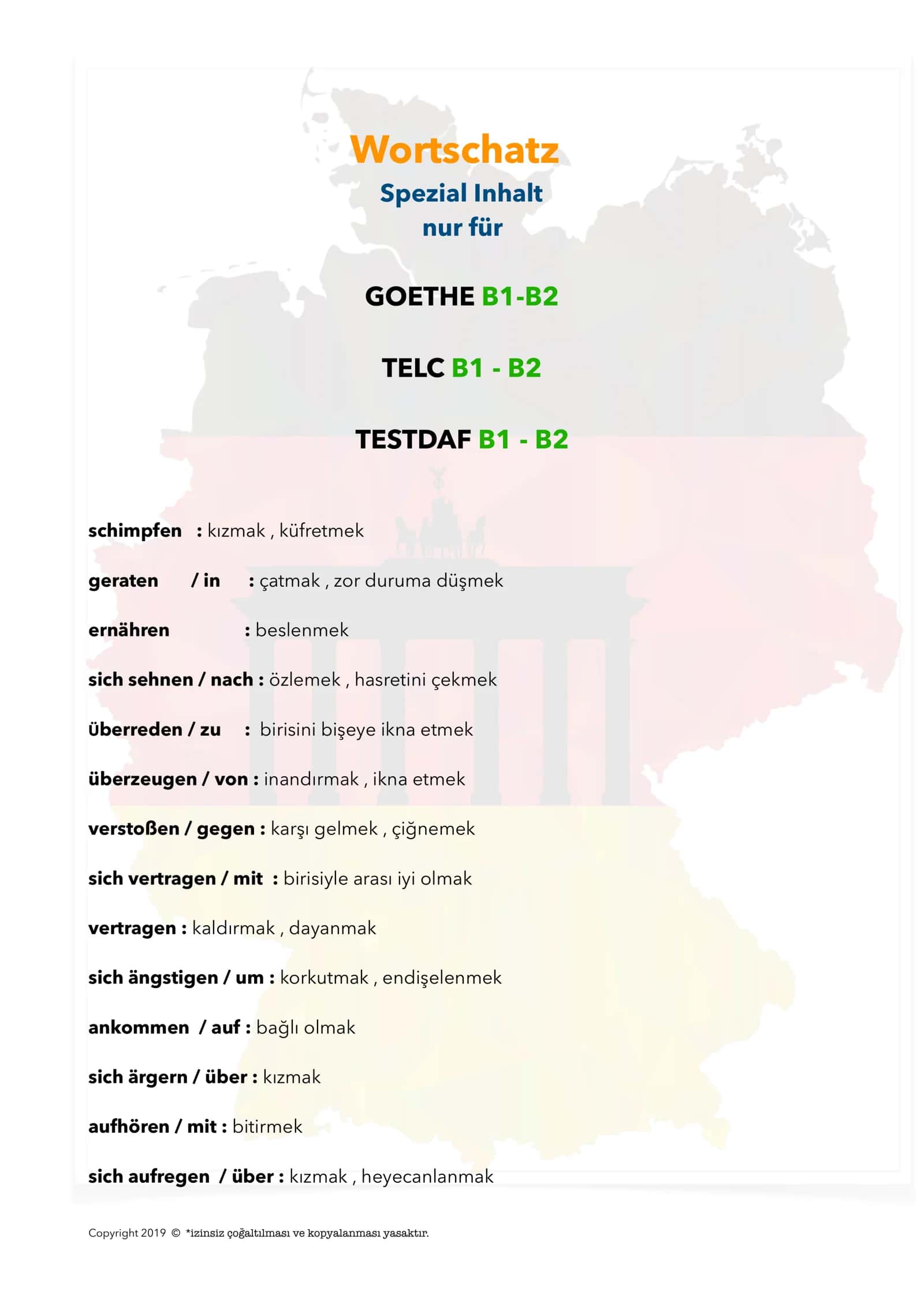 nemis tili B1 - B2 Wortschatz