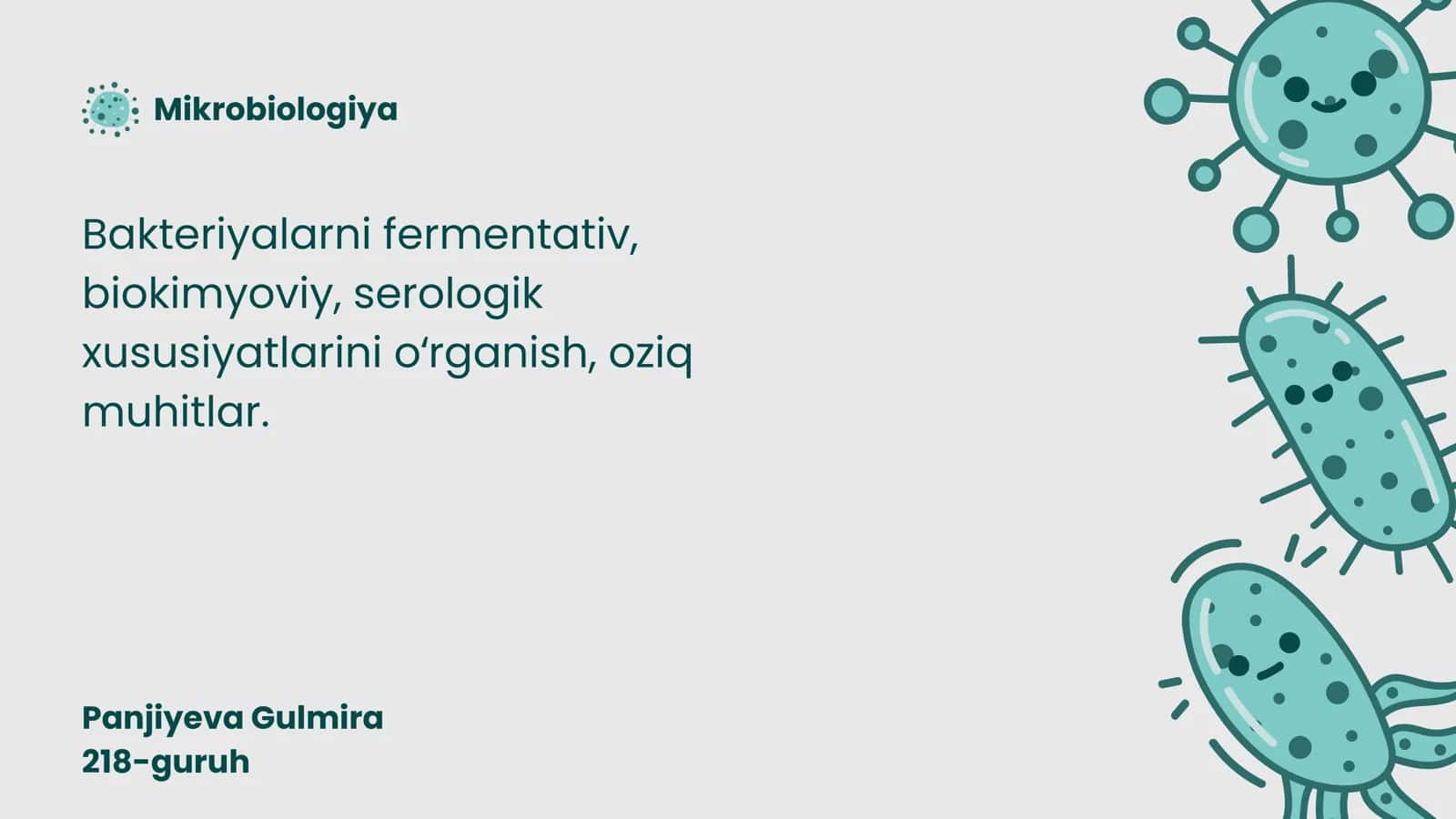 Bakteriyalarni fermentativ, biokimyoviy, serologik xususiyatlarini oʻrganish, oziq muhitlar