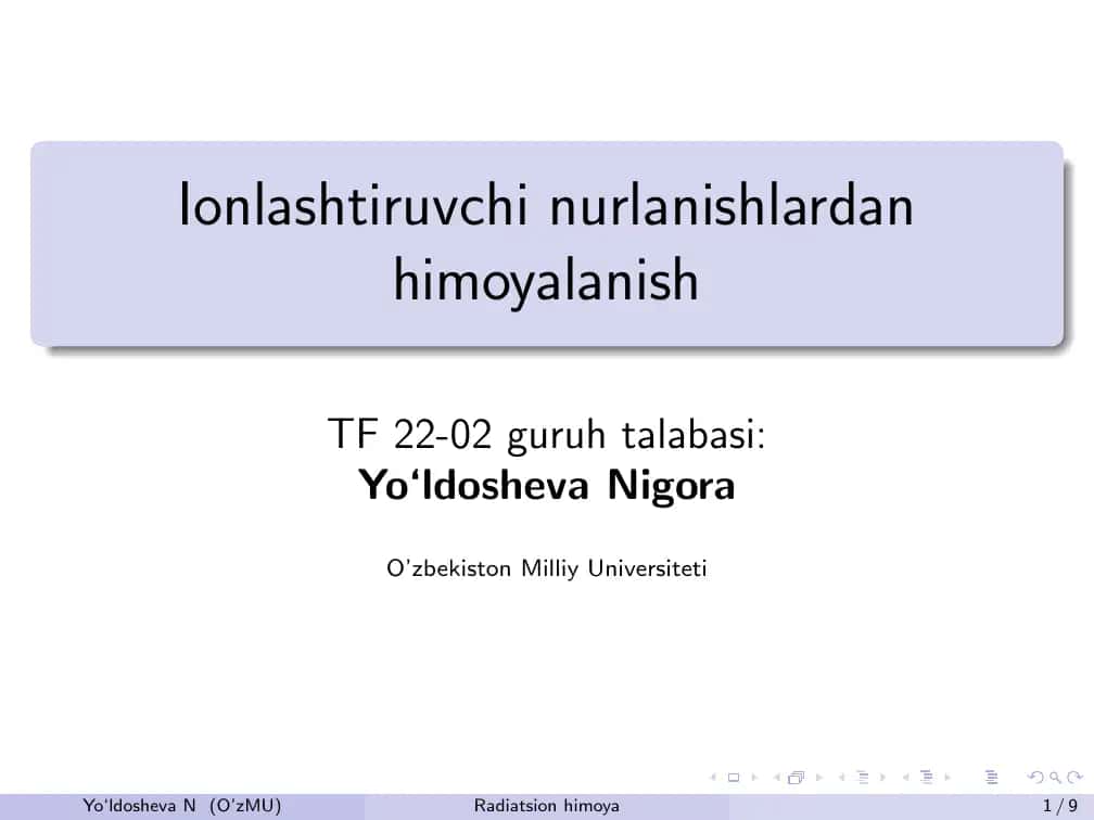 Ionlashtiruvchi nurlanishlardan himoyalanish