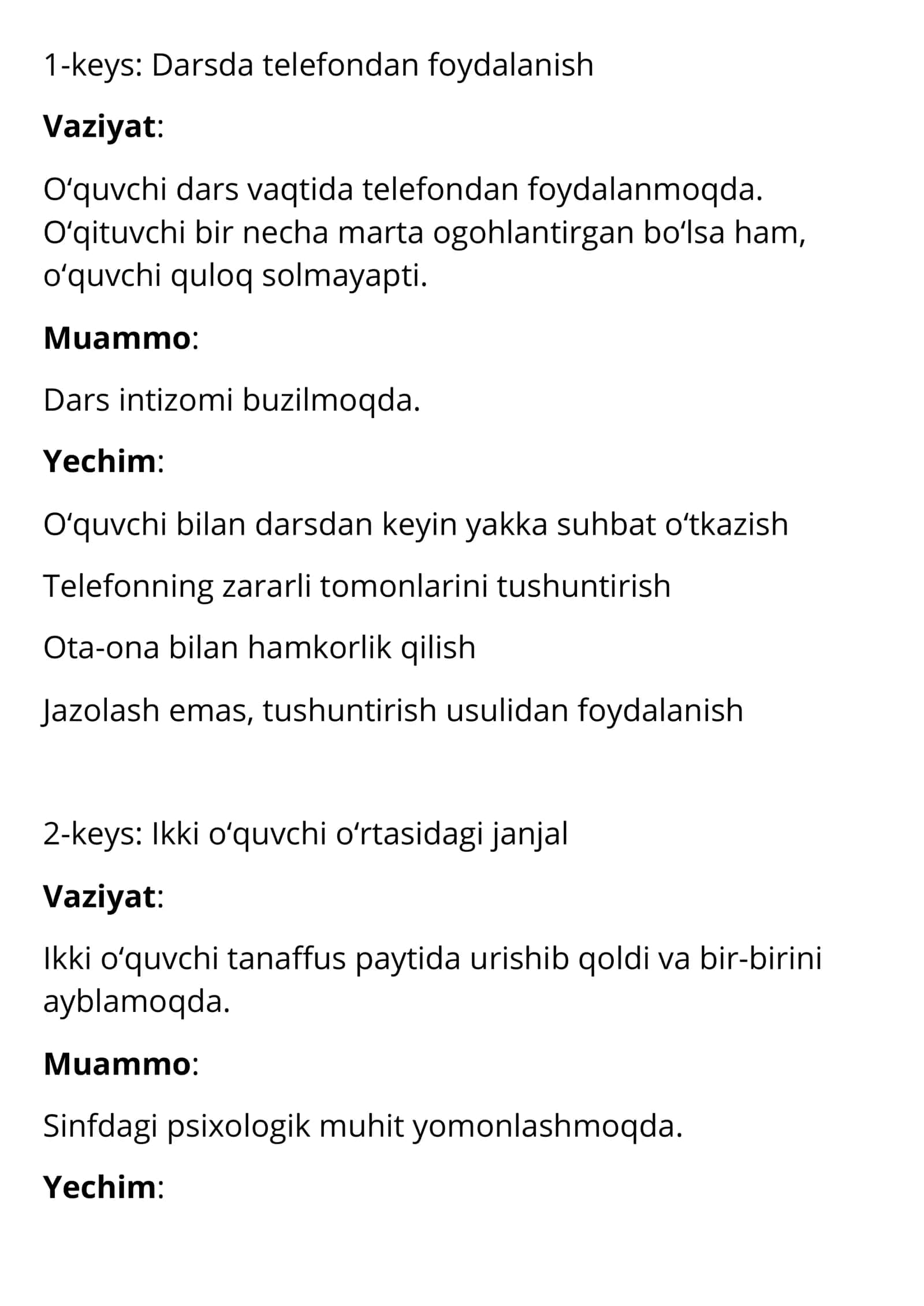 O‘qituvchi va ota-ona nizosi