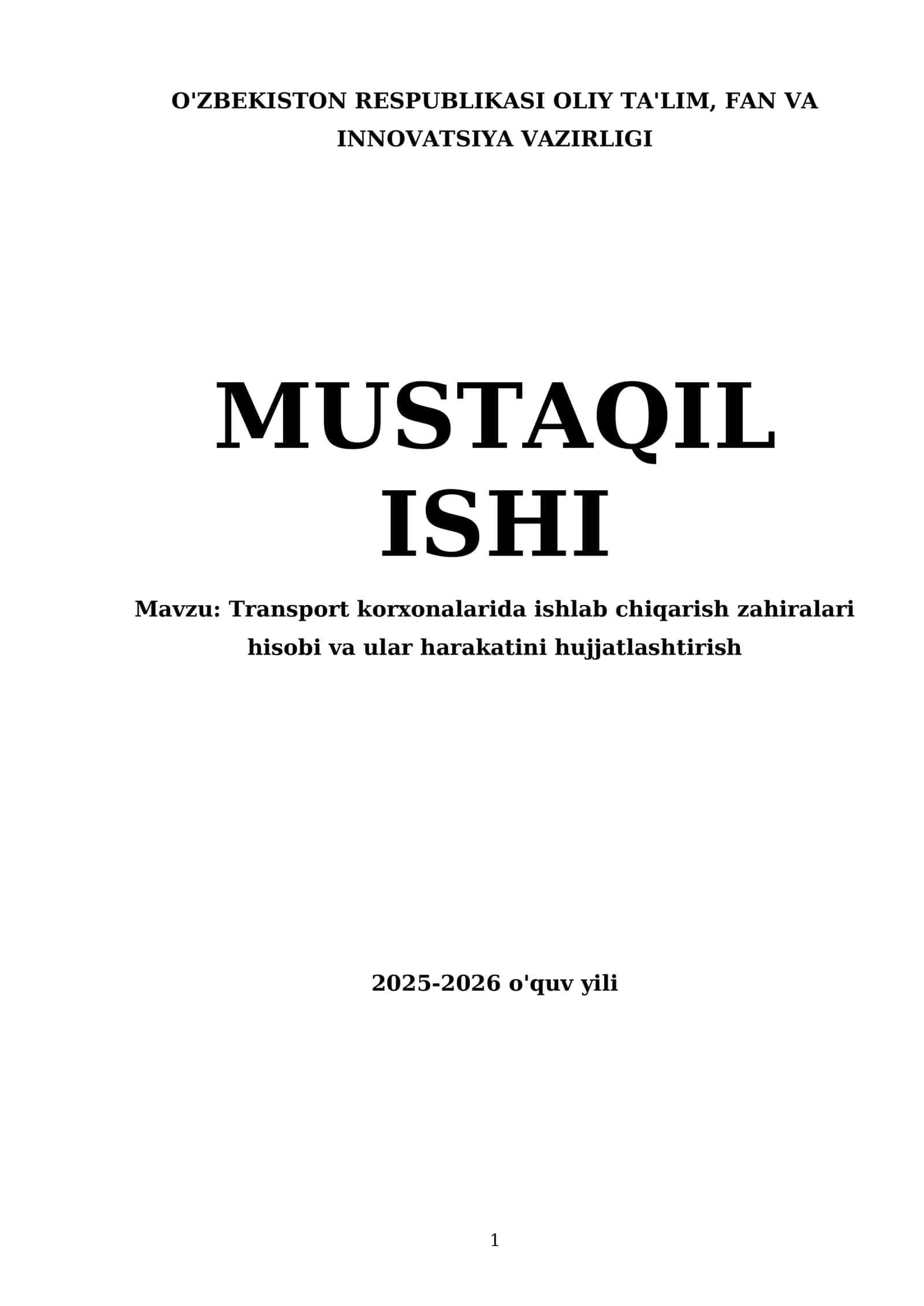 Transport korxonalarida ishlab chiqarish zahiralari hisobi va ular harakatini hujjatlashtirish