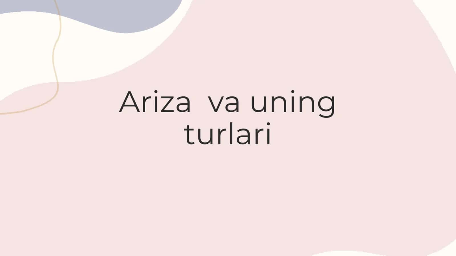 Ariza va uning turlari