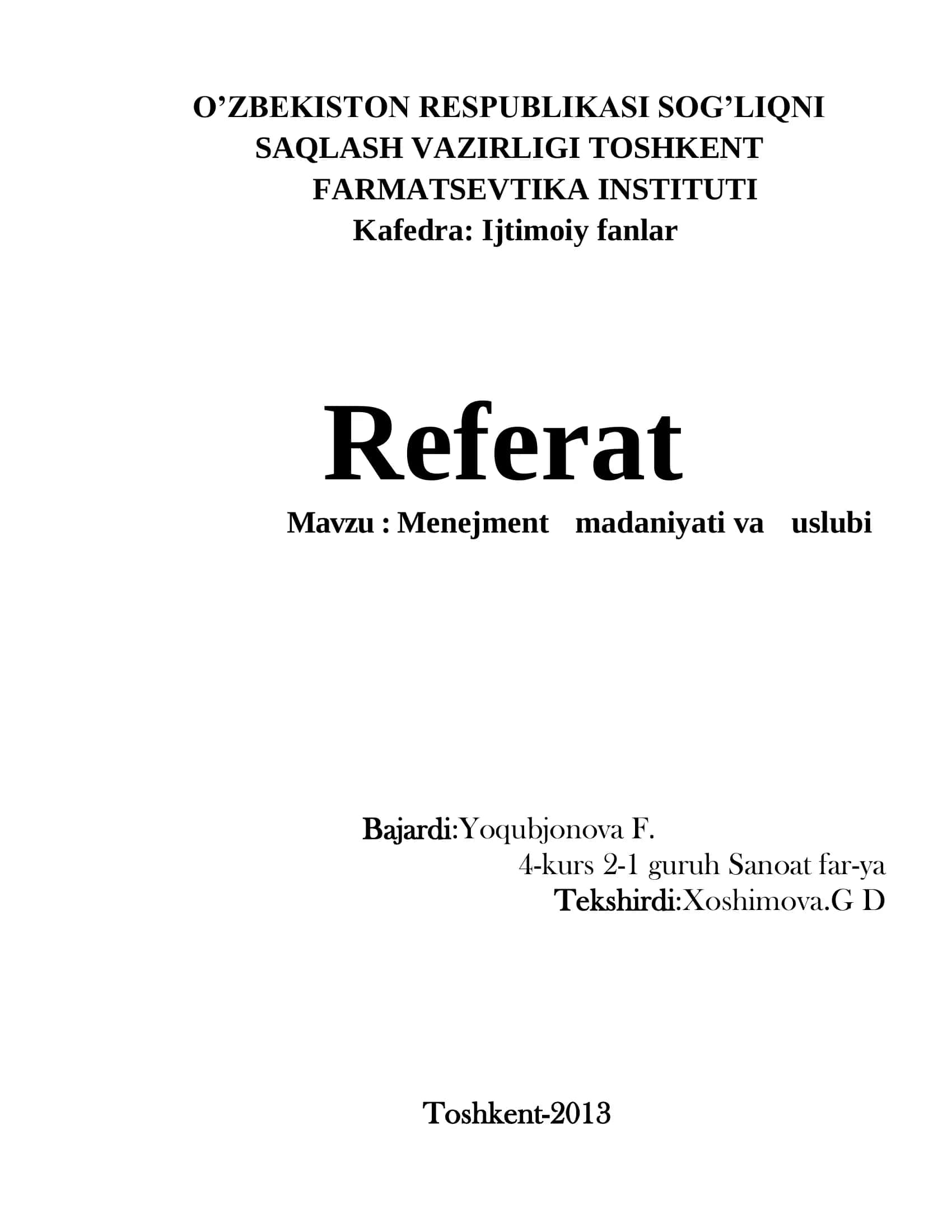 Menejment madaniyati va uslubi