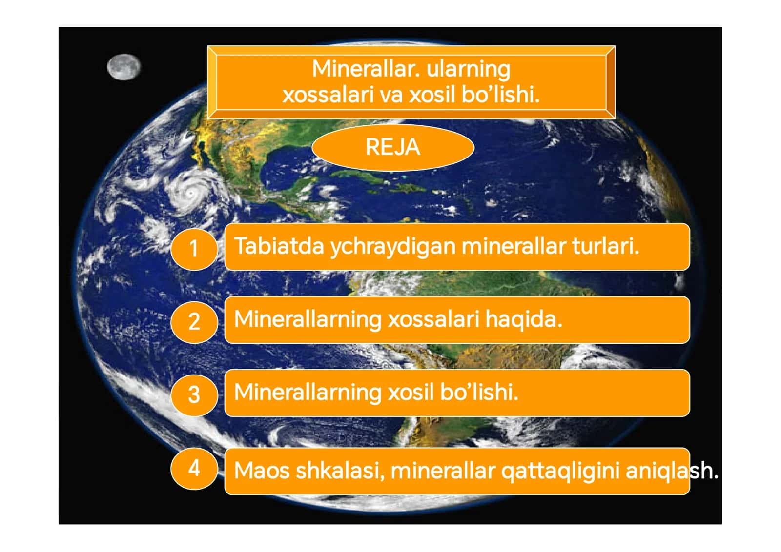 Minerallar. ularning xossalari va xosil bo’lishi