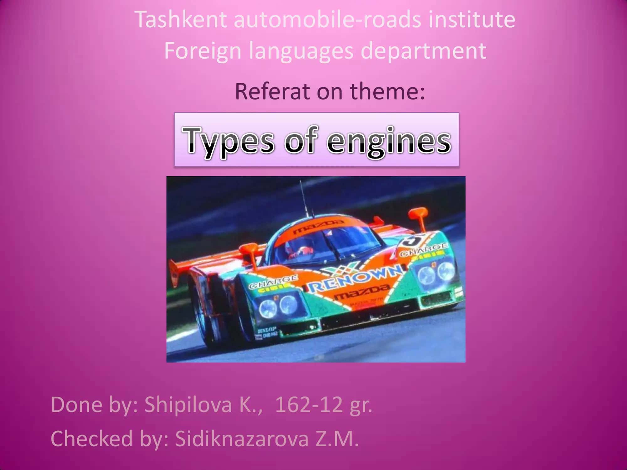Referat on Theme: Car Engines