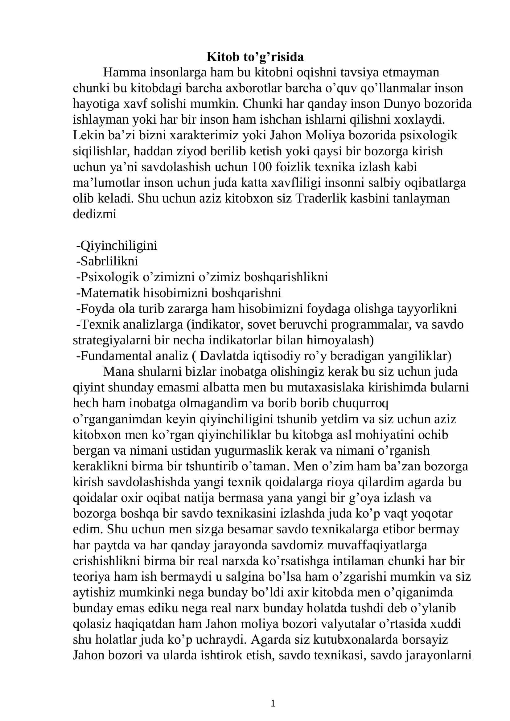 Traderlik kasbi