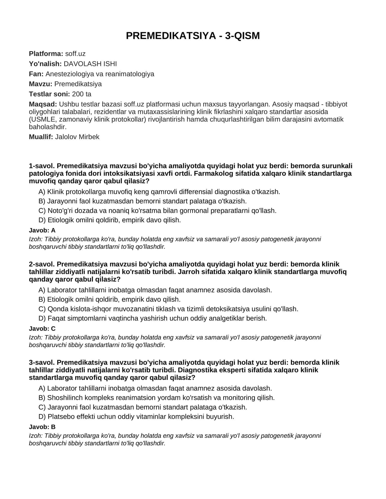 PREMEDIKATSIYA - 3-QISM