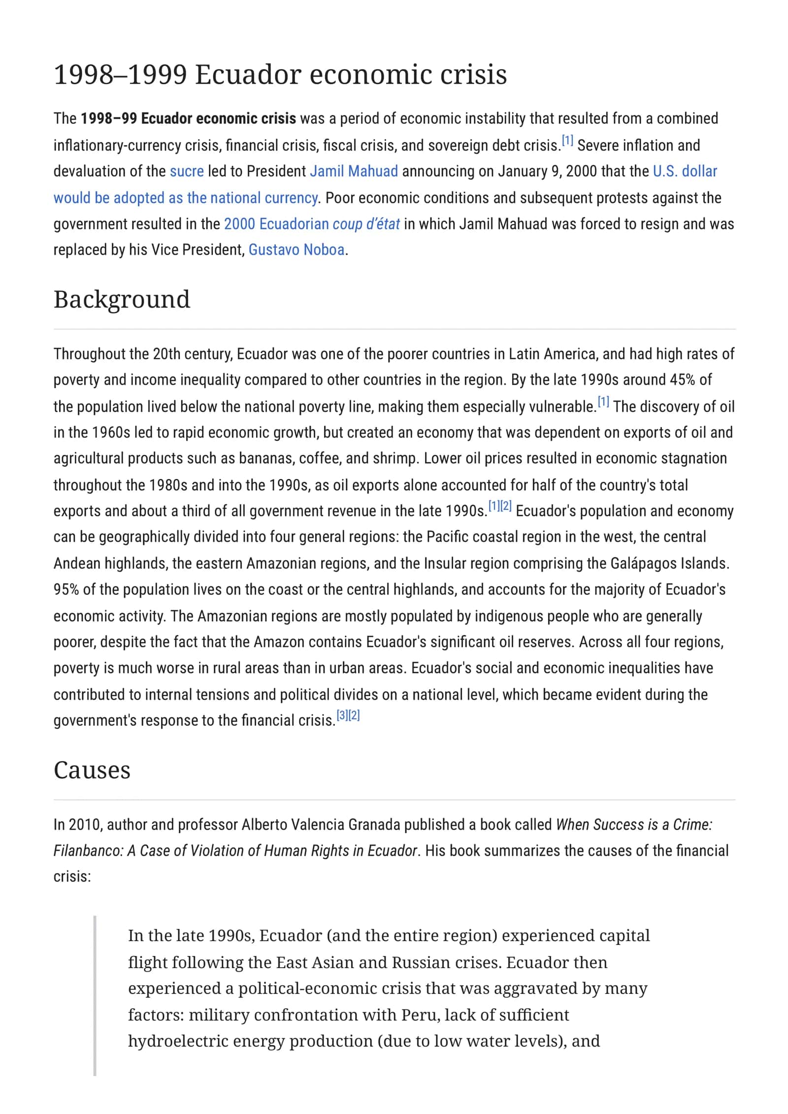 1998–1999 Ecuador economic crisis