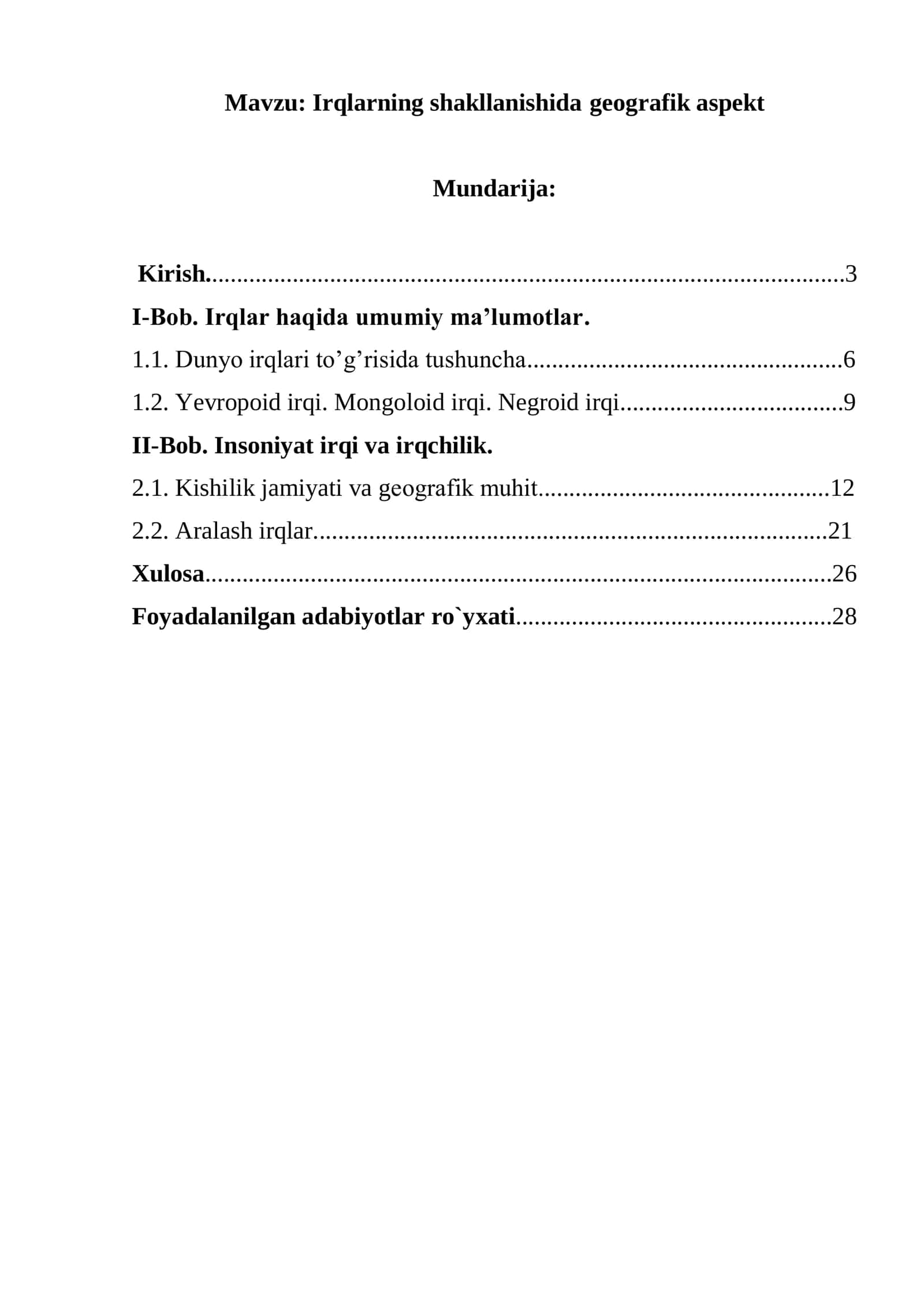 Irqlarning shakllanishida geografik aspekt