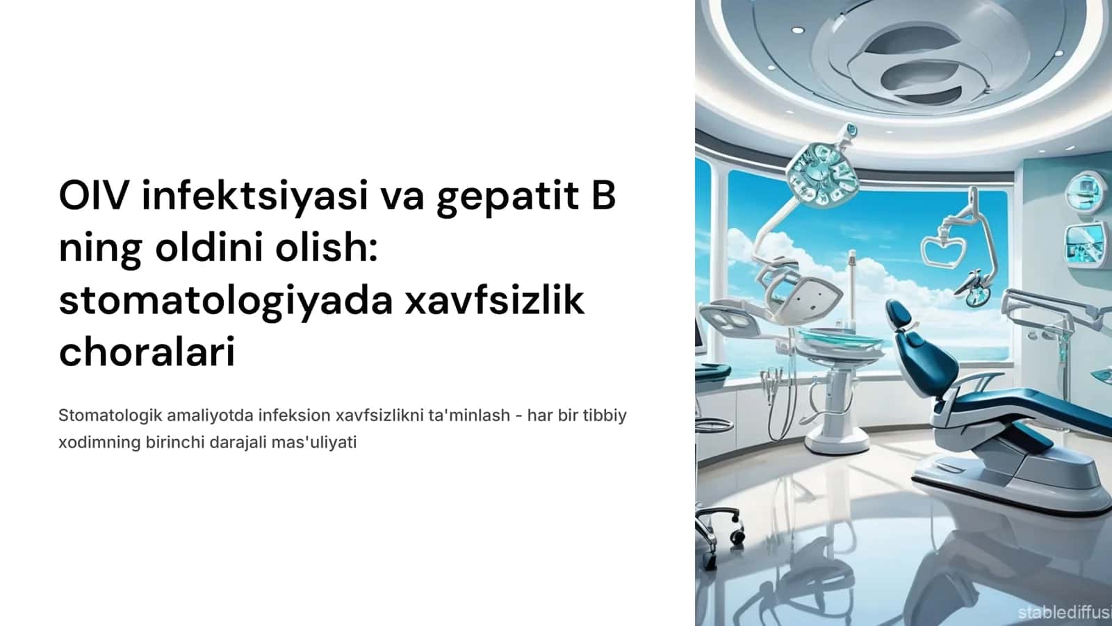 OIV infektsiyasi va gepatit B ning oldini olish Ortoped-tish shifokorining majburiyatlari Hamshiraning majburiyatlari kichik tibbiy xodimning majburiyatlari. Vrach stomatologning etika va deontologiyasi Stomatologiyada sterilizatsiya va dezinfeksiya.Vrach stomatologlarning ximoya anjomlari
