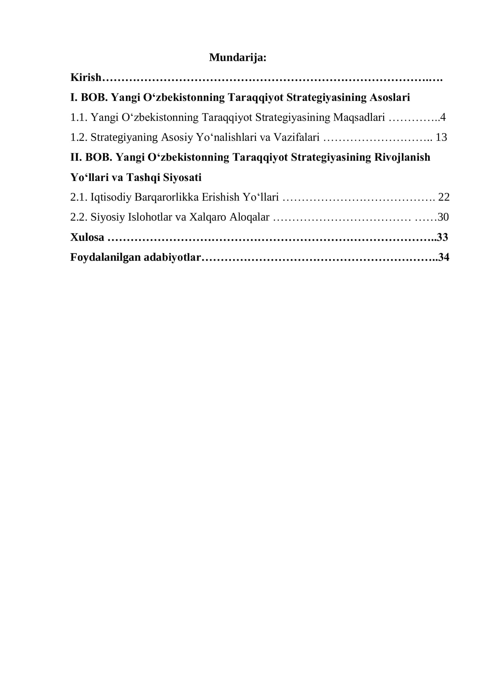 Yangi O‘zbekistonning Taraqqiyot Strategiyasi