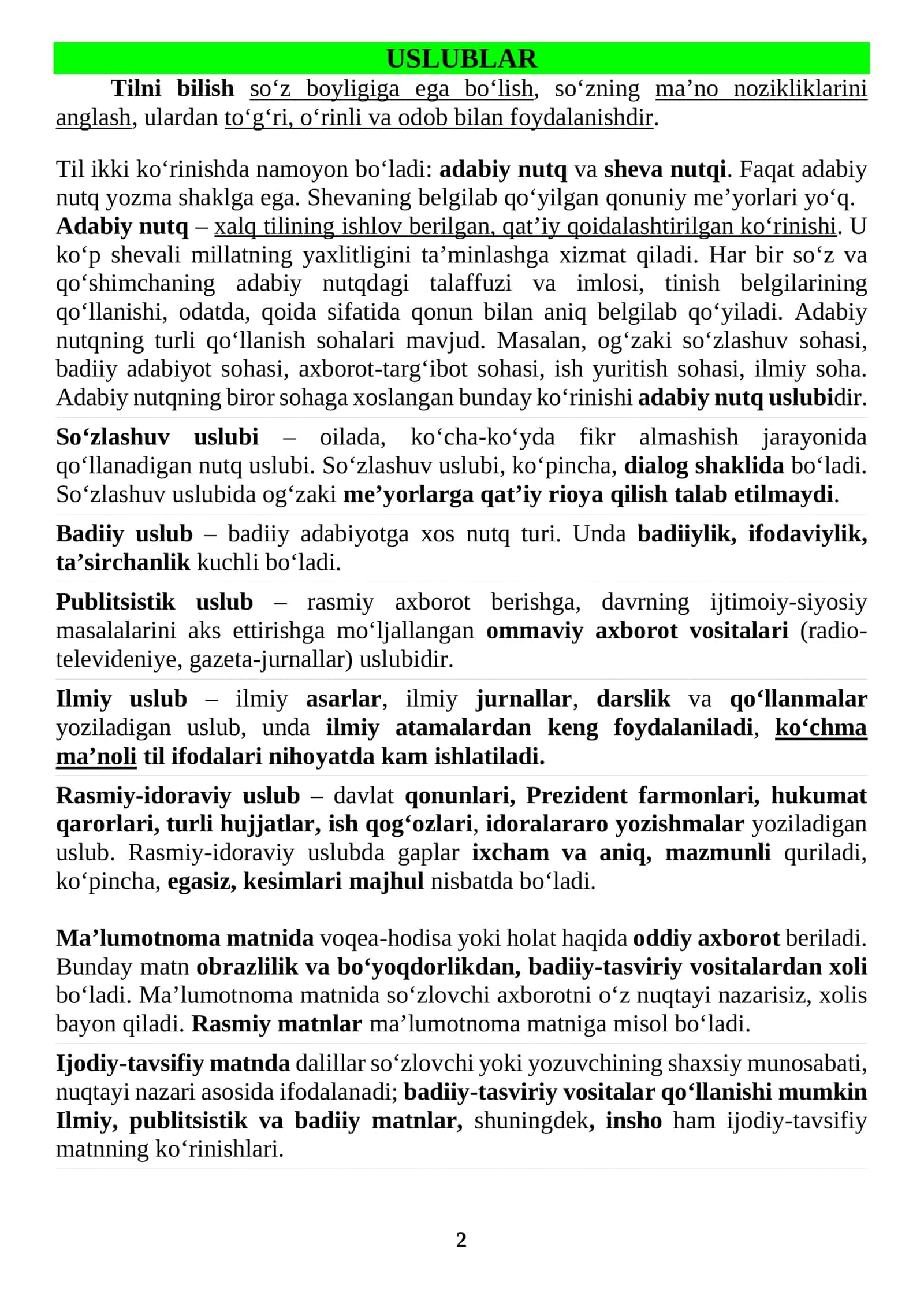 Grammatika va testlari