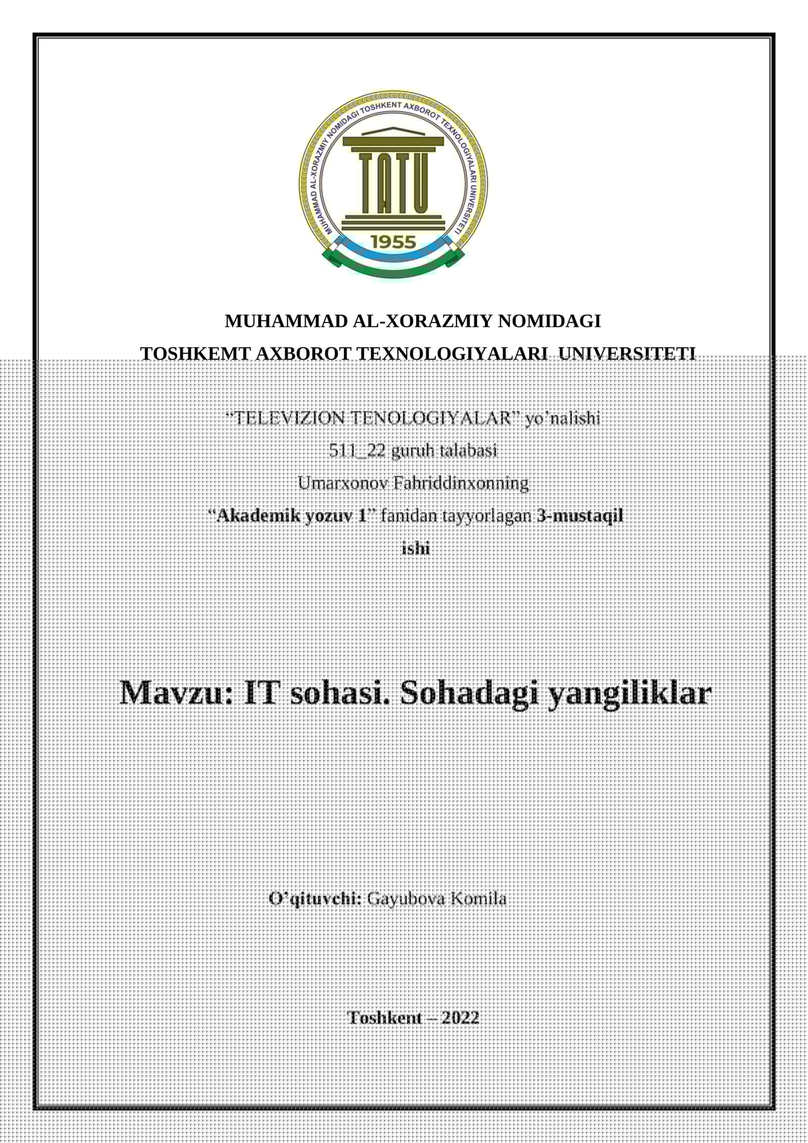 IT sohasi. Sohadagi yangiliklar