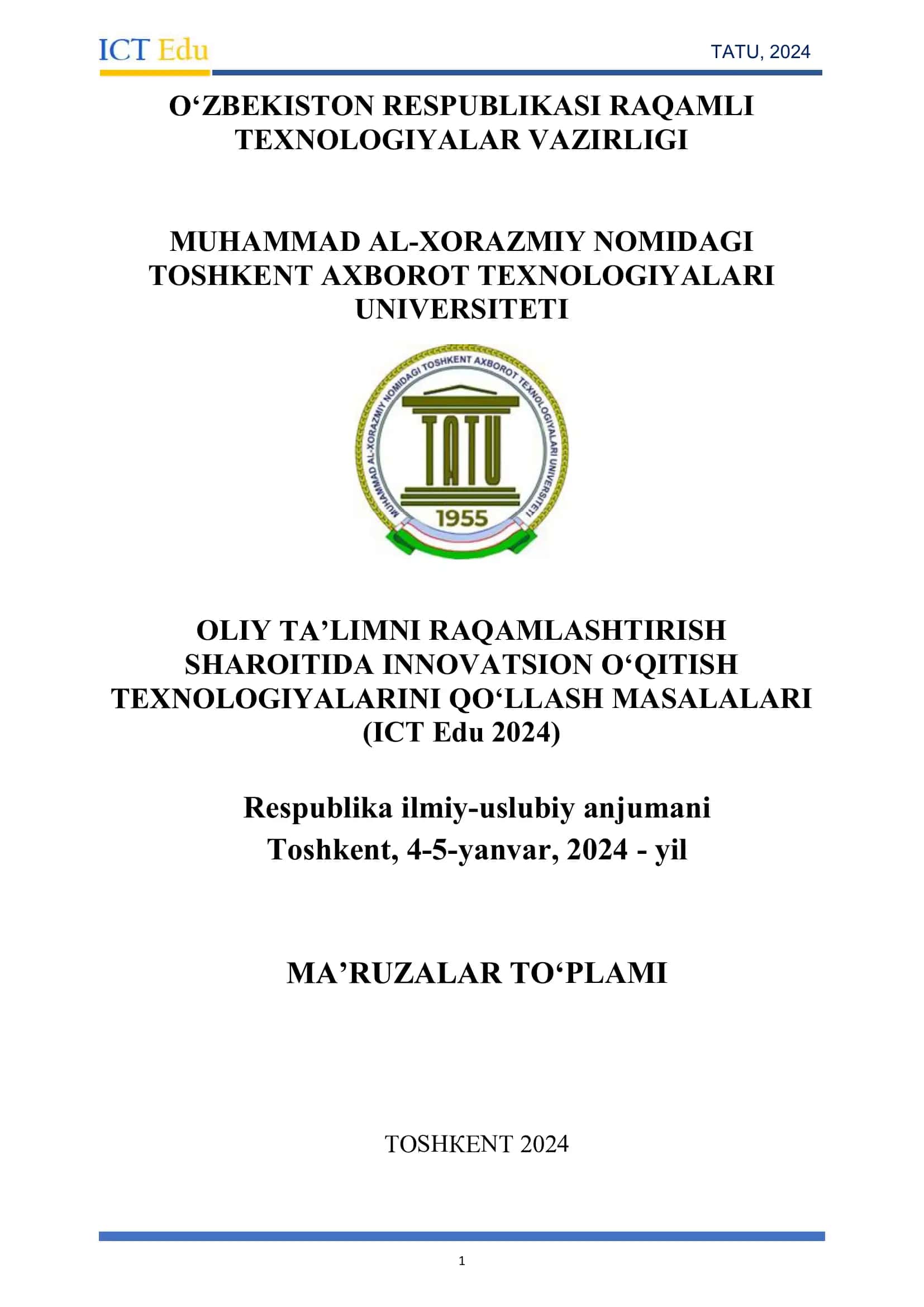 Innovatsion qitish masalalari (ICT Edu 2024) maqola