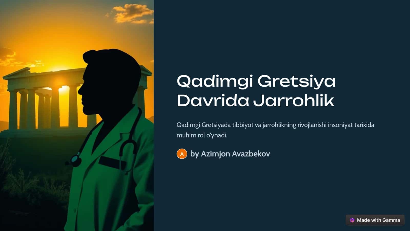 Qadimgi Gretsiya Tibbiyotining Rivojlanish Tarixi
