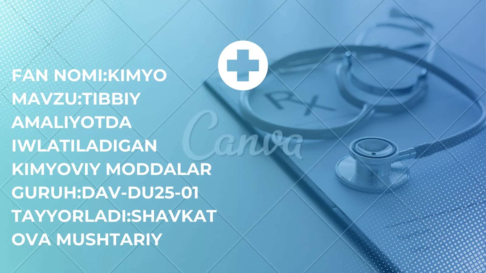 TIBBIY AMALIYOTDA IWLATILADIGAN KIMYOVIY MODDALAR