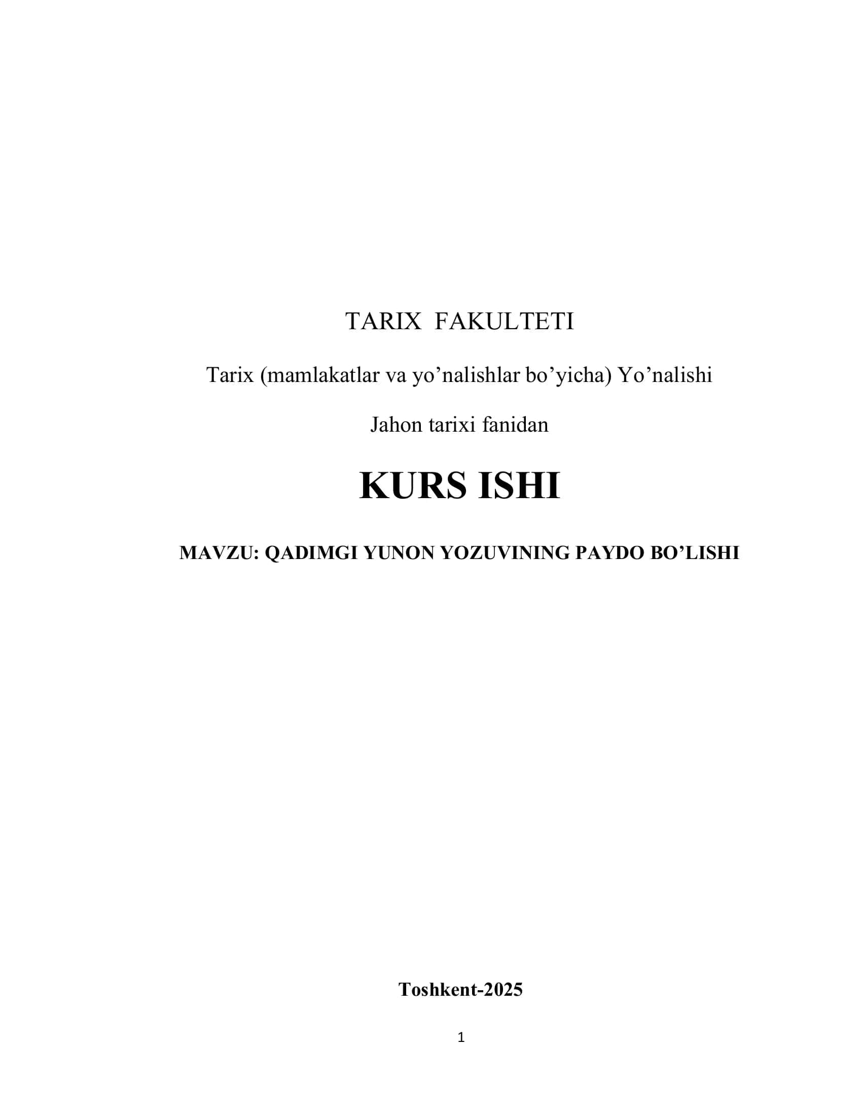 QADIMGI YUNON YOZUVINING PAYDO BO’LISHI