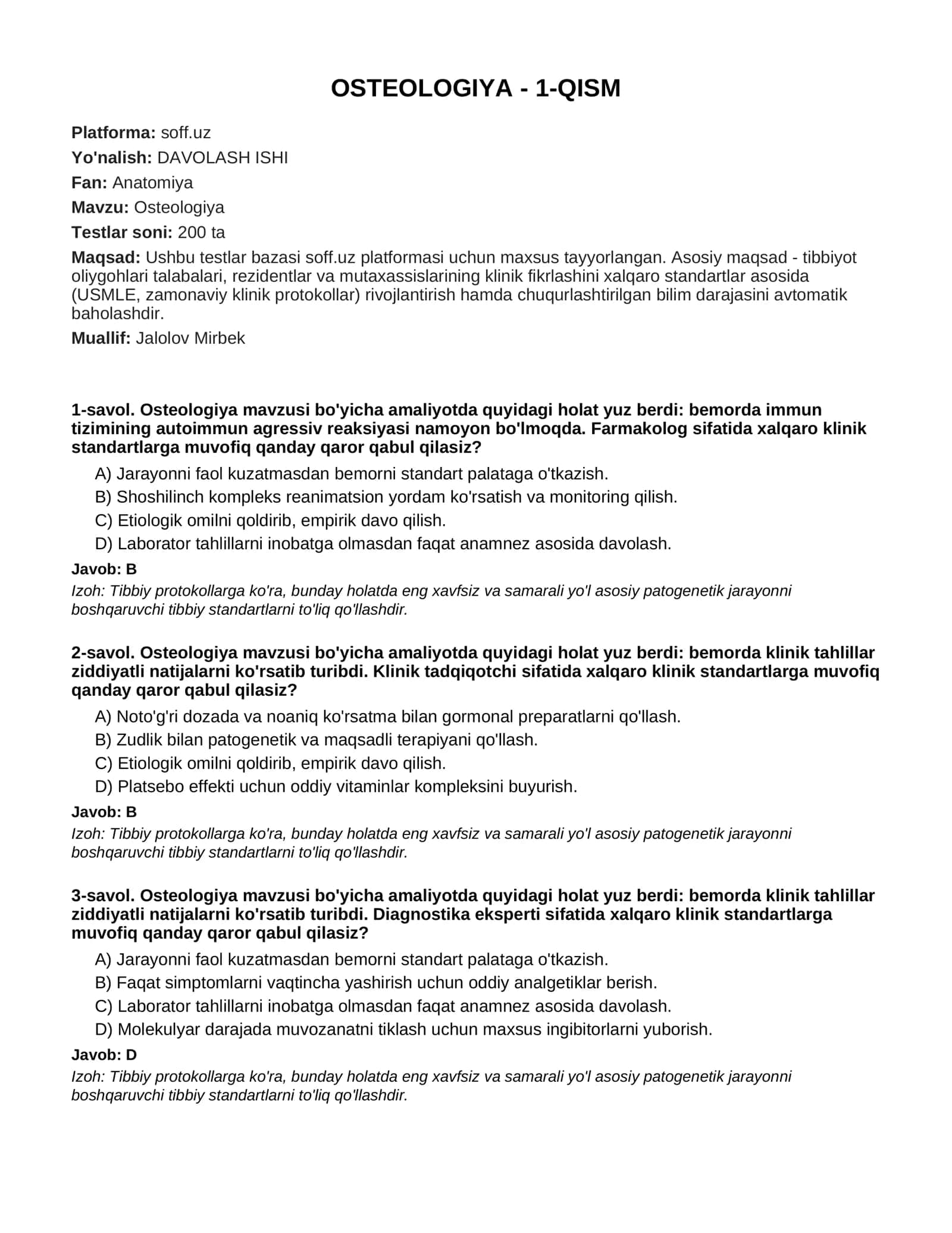 OSTEOLOGIYA - 1-QISM