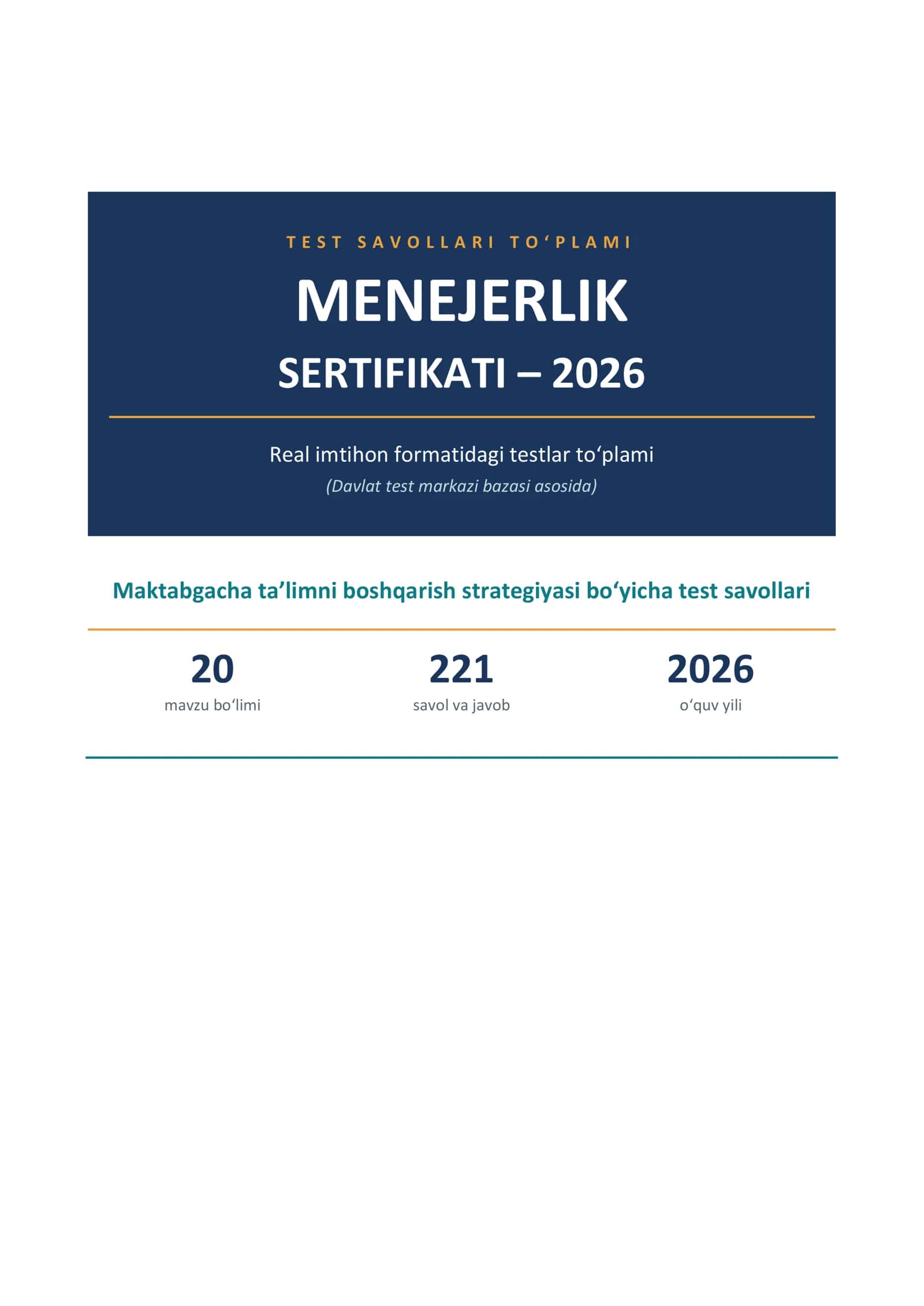 Menejerlik sertifikati 2026