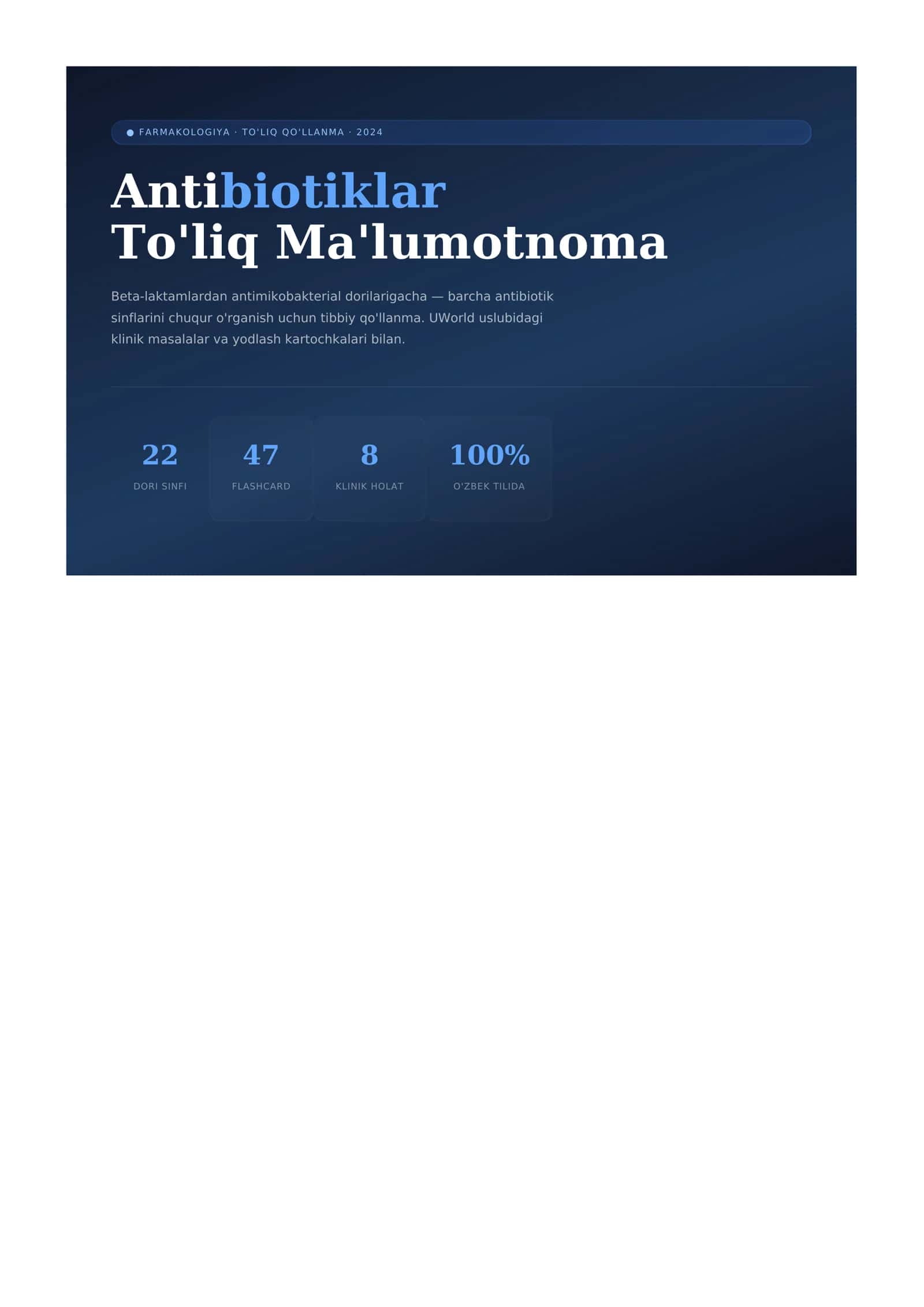Antibiotiklar
To'liq Ma'lumotnoma