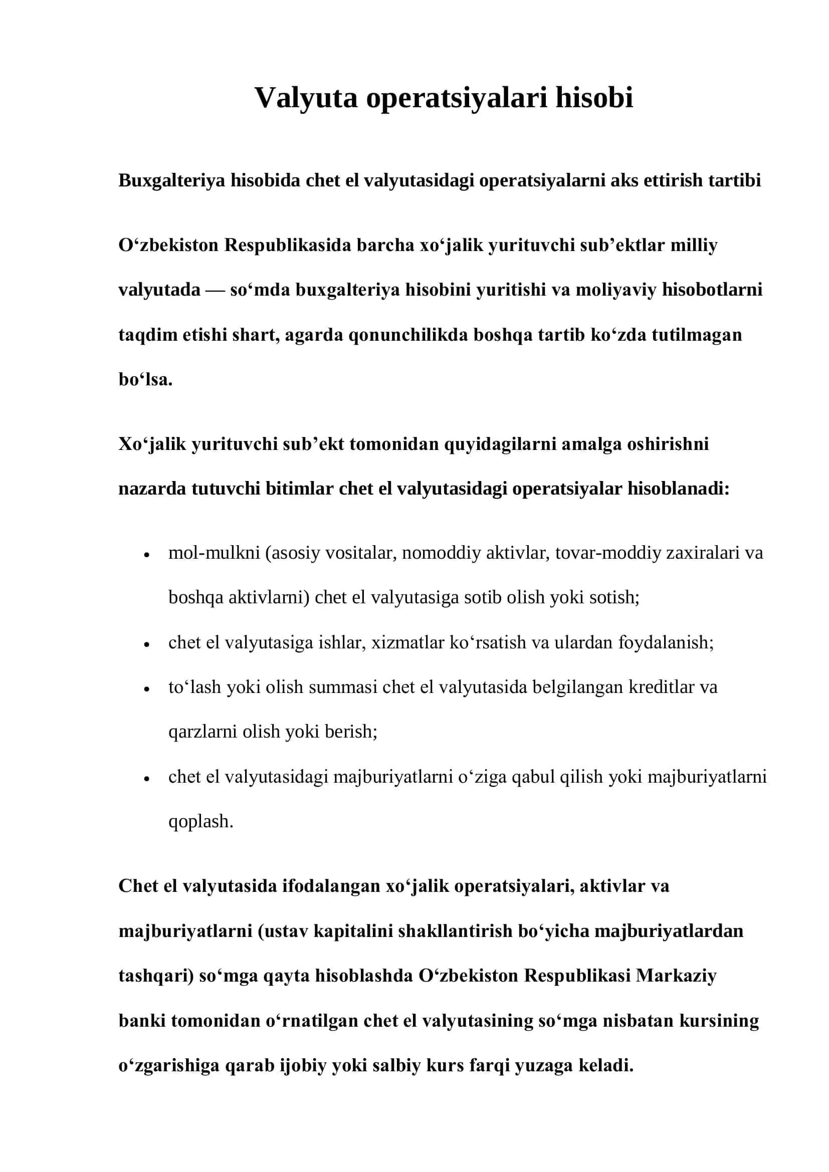 Valyuta operatsiyalari hisobi
