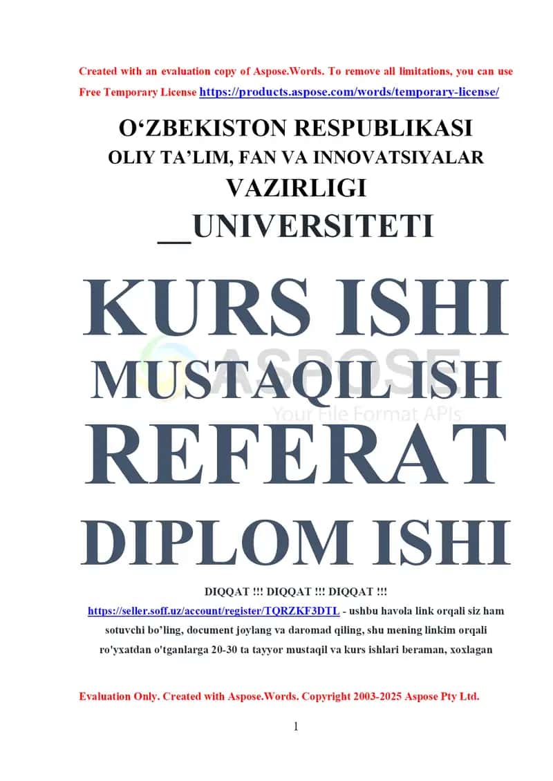 XVIII–XIX asrlarda Usmoniy turklar imperiyasi (kurs ishi)