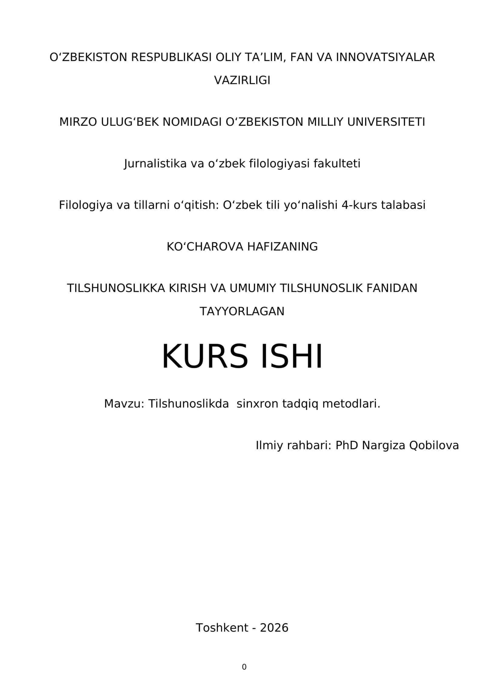 Tilshunoslikda sinxron tadqiq metodlari