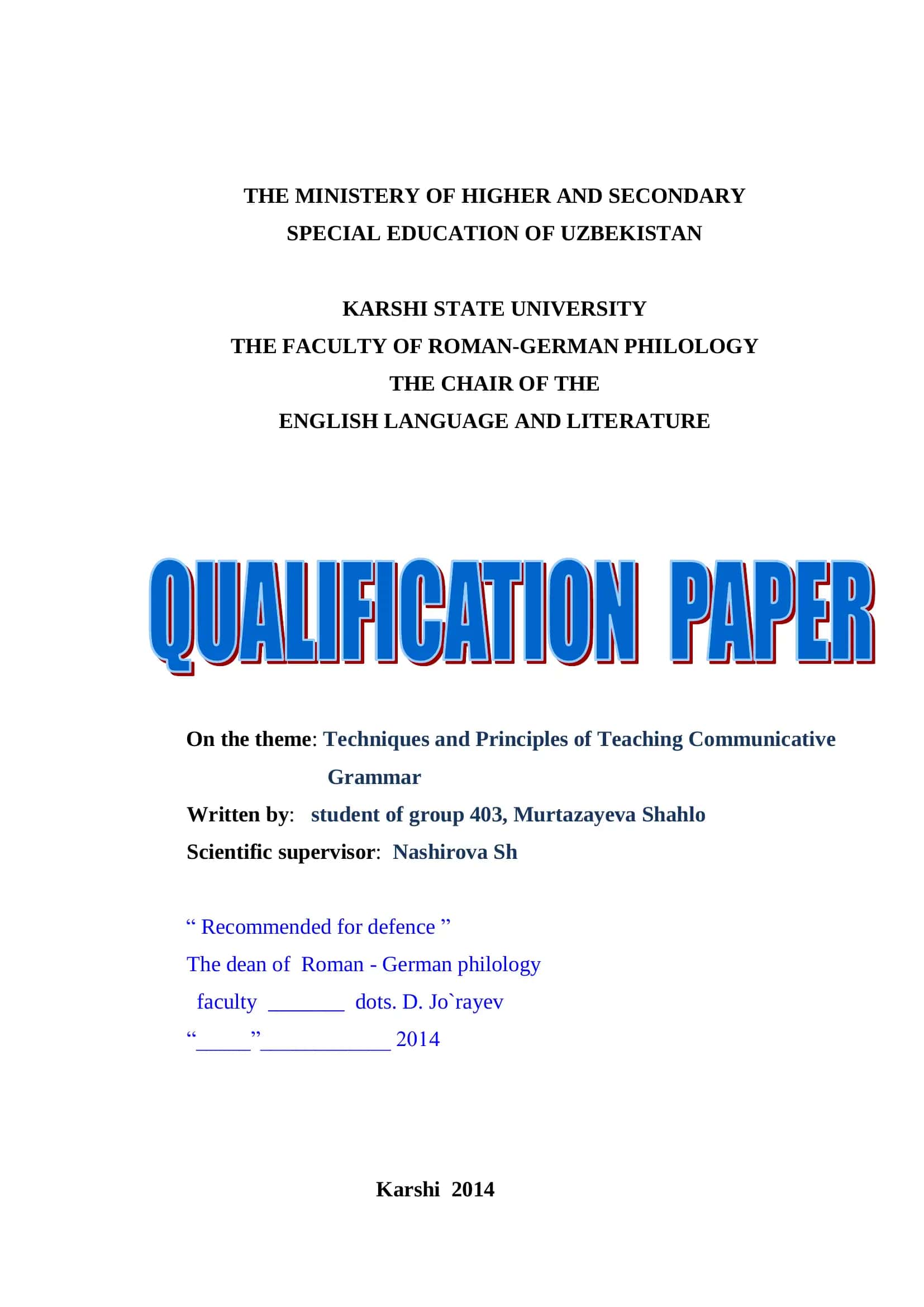 Techniques and Principles of teaching Communicative Grammar