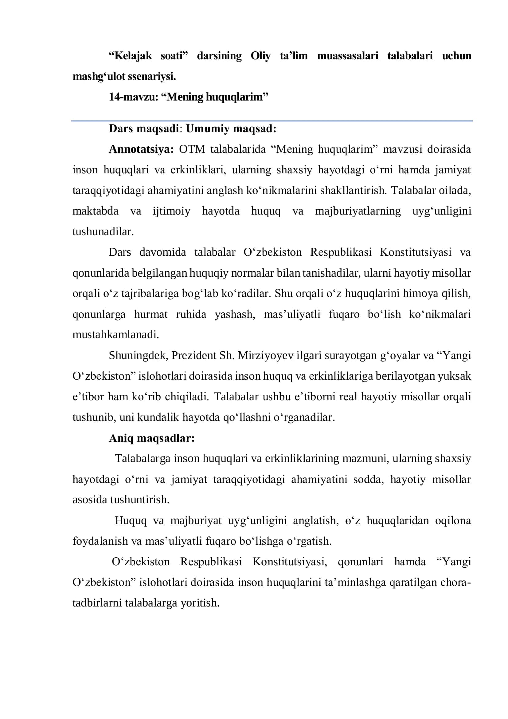 “Mening huquqlarim”