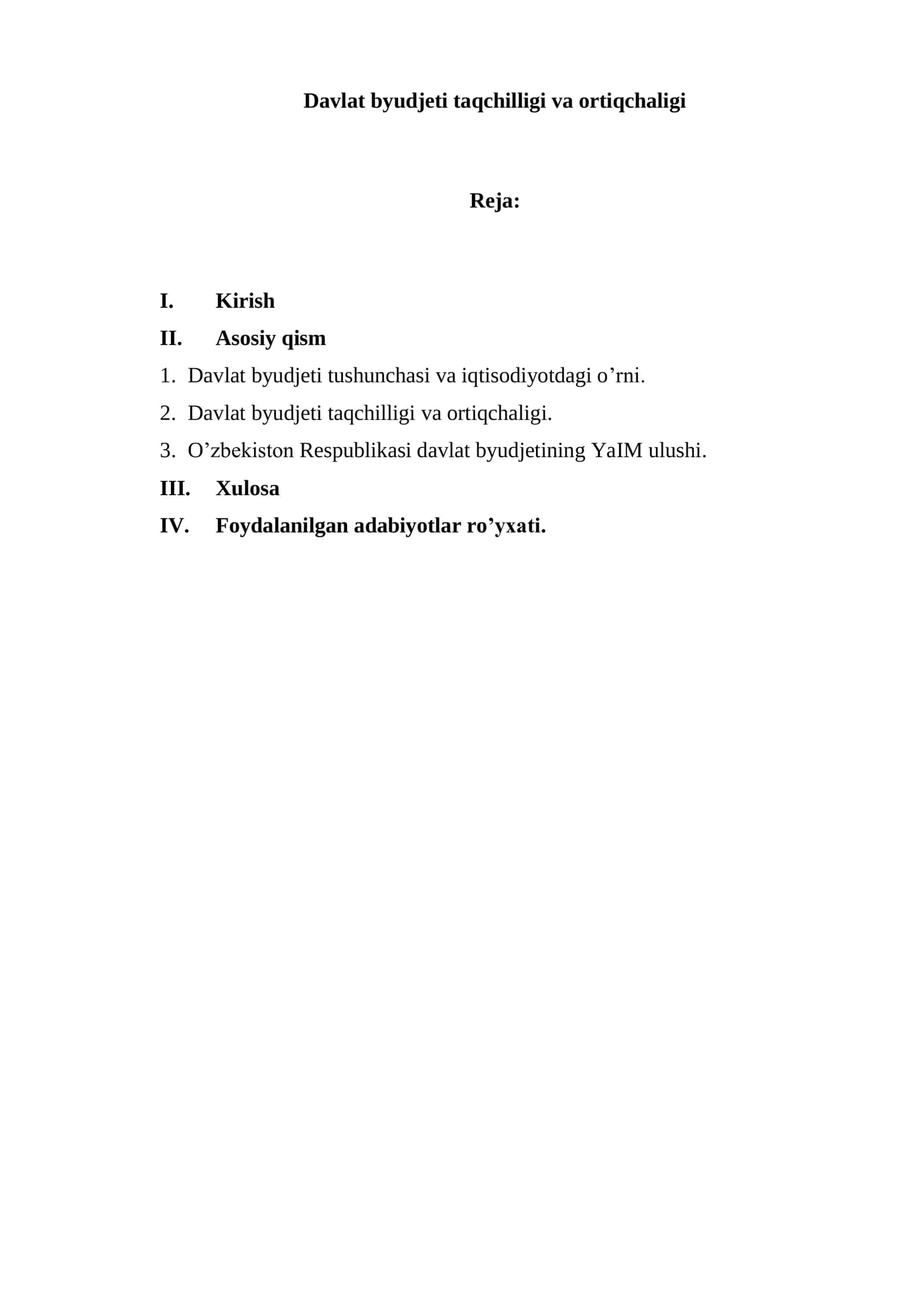 Davlat byudjeti taqchilligi va ortiqchaligi